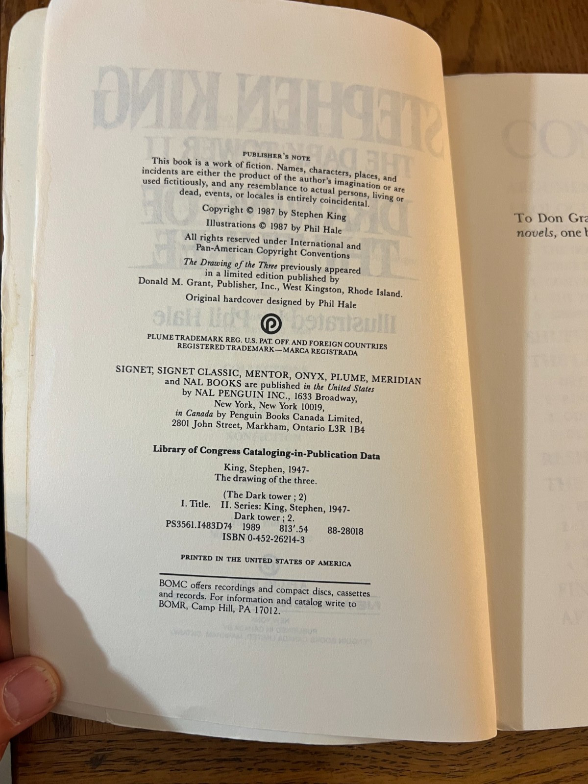 Stephen King The Drawing Of The Three First Plume Edition 1987