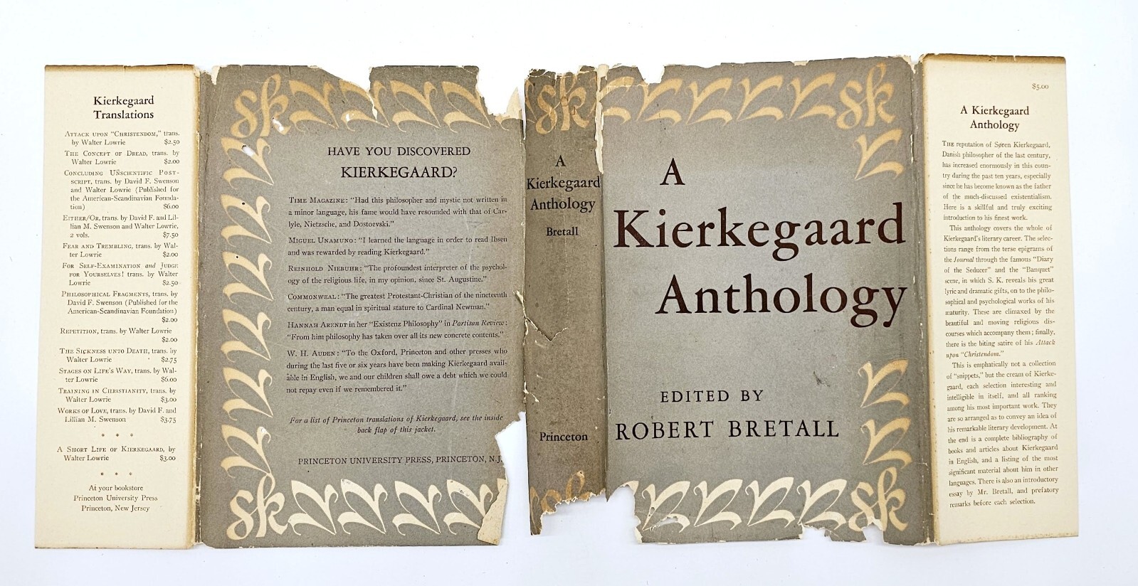 A Kierkegaard Anthology, Bretall (Ed) 1946 1st Edition, HC Dust Jacket 487 pp