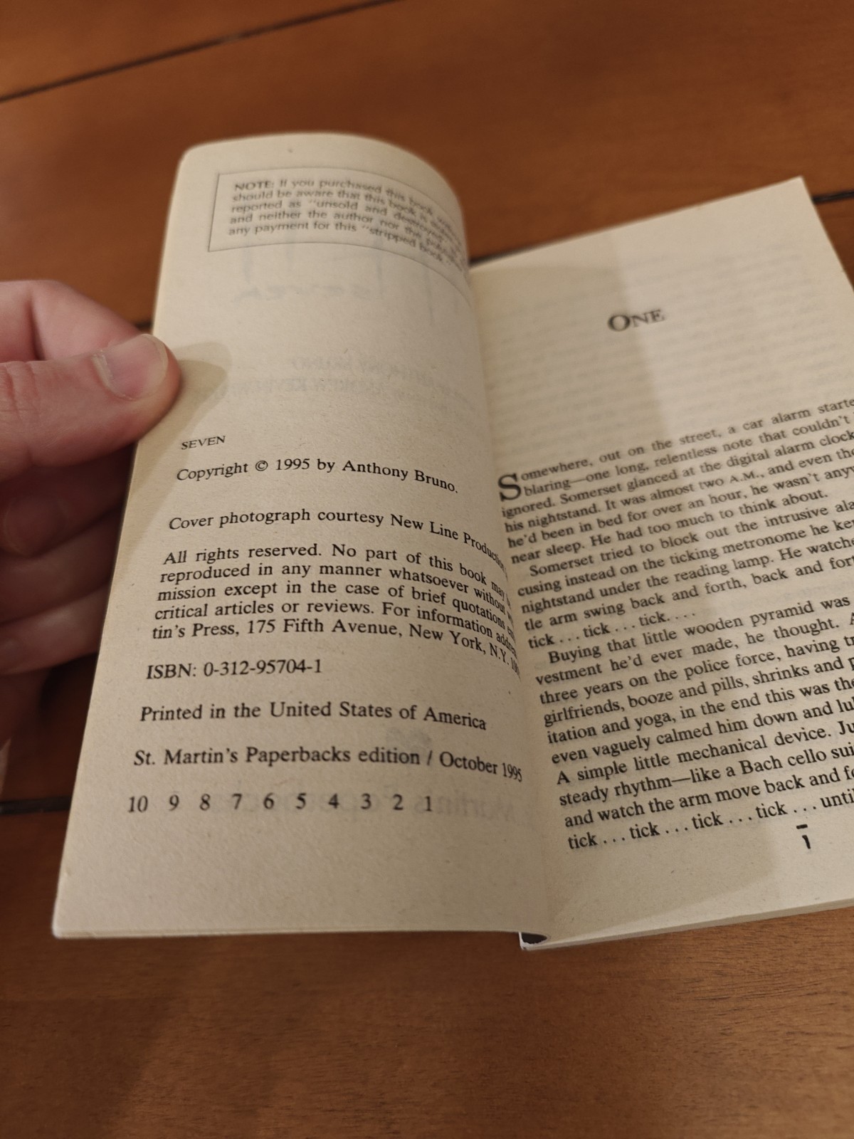Seven by Anthony Bruno – Paperback Movie Novelization