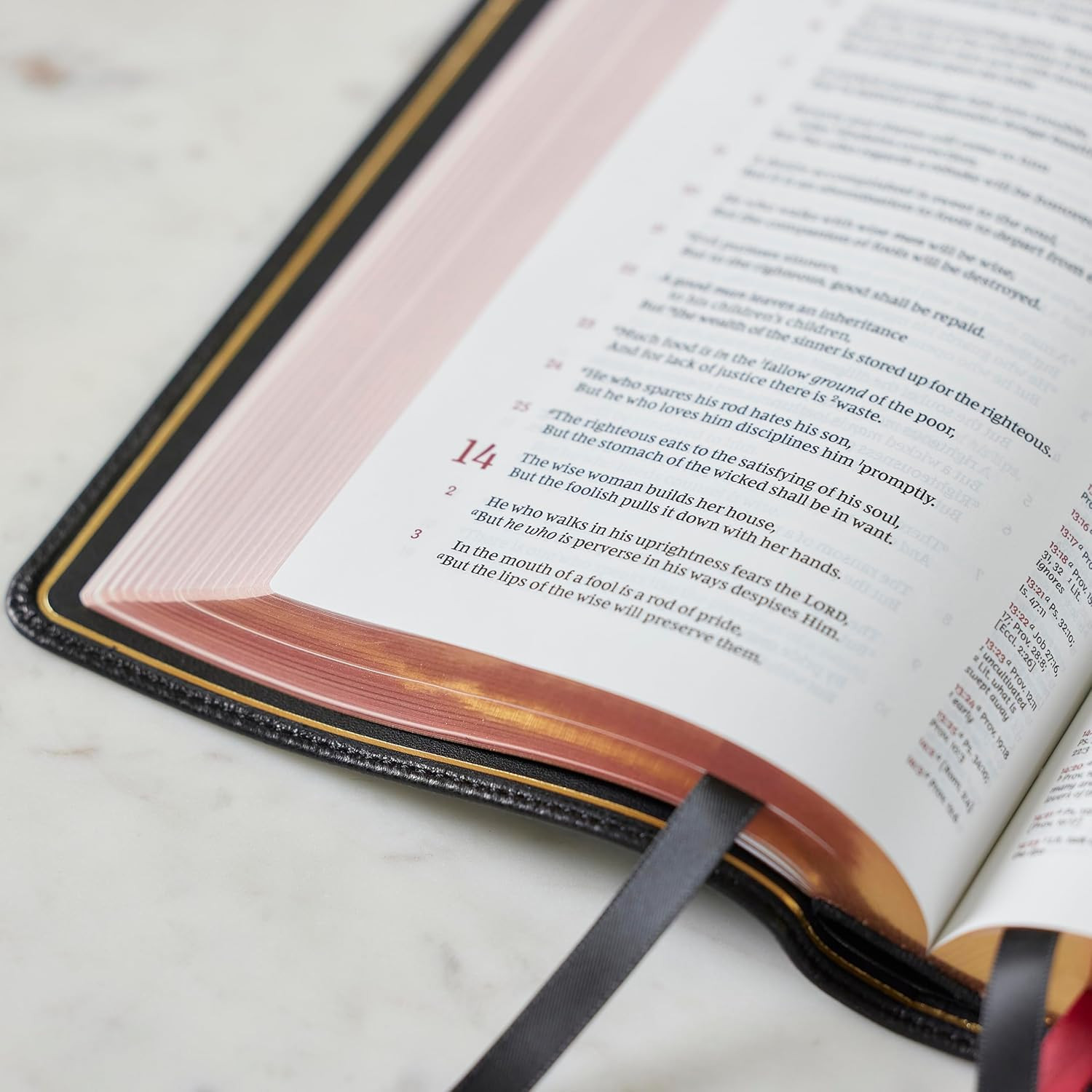NKJV Bible: Single-Column Verse-By-Verse W/ 72,000 Cross-References, Black Goats