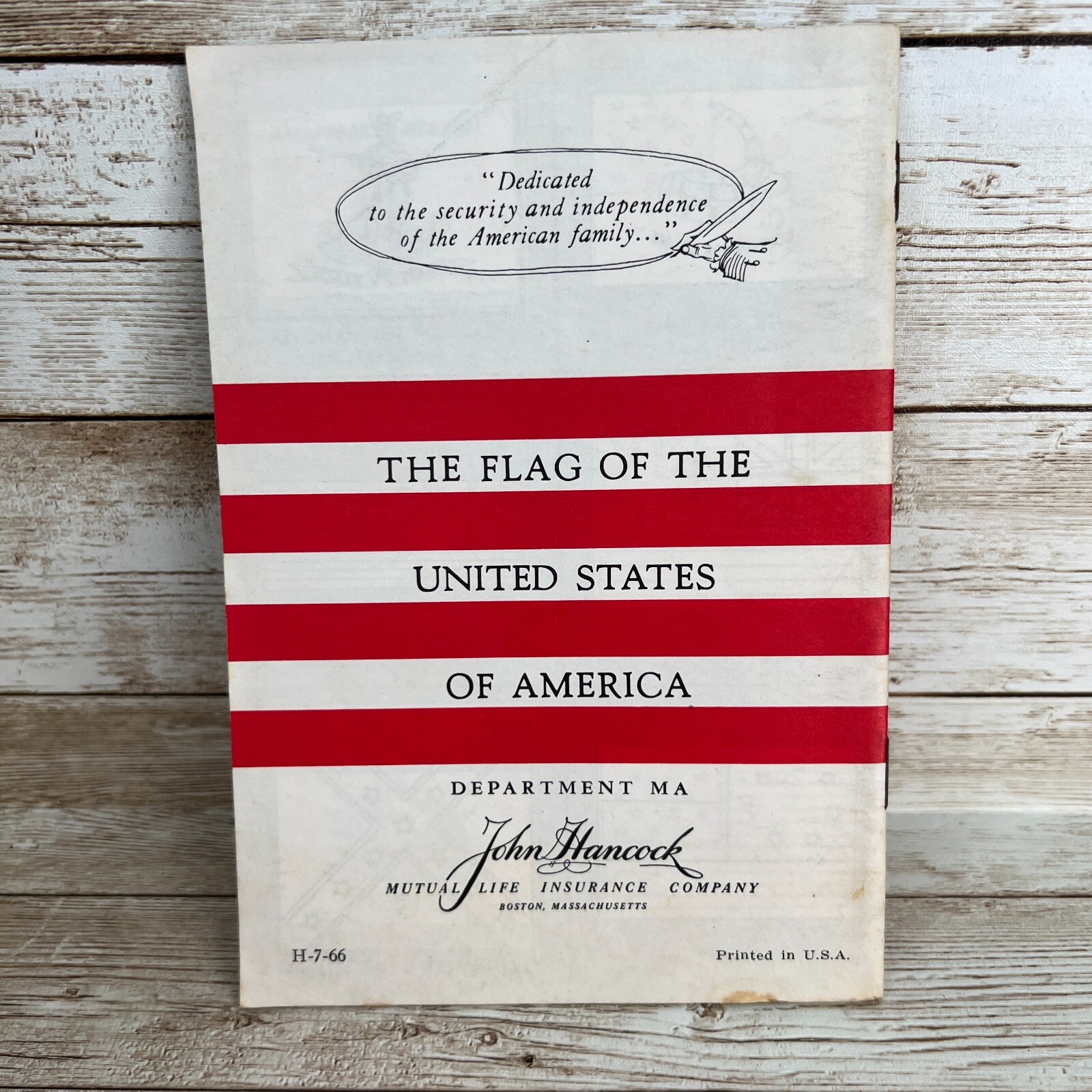 Vtg 1960 Book Flag Of United States of America John Hancock Life Insurance USA