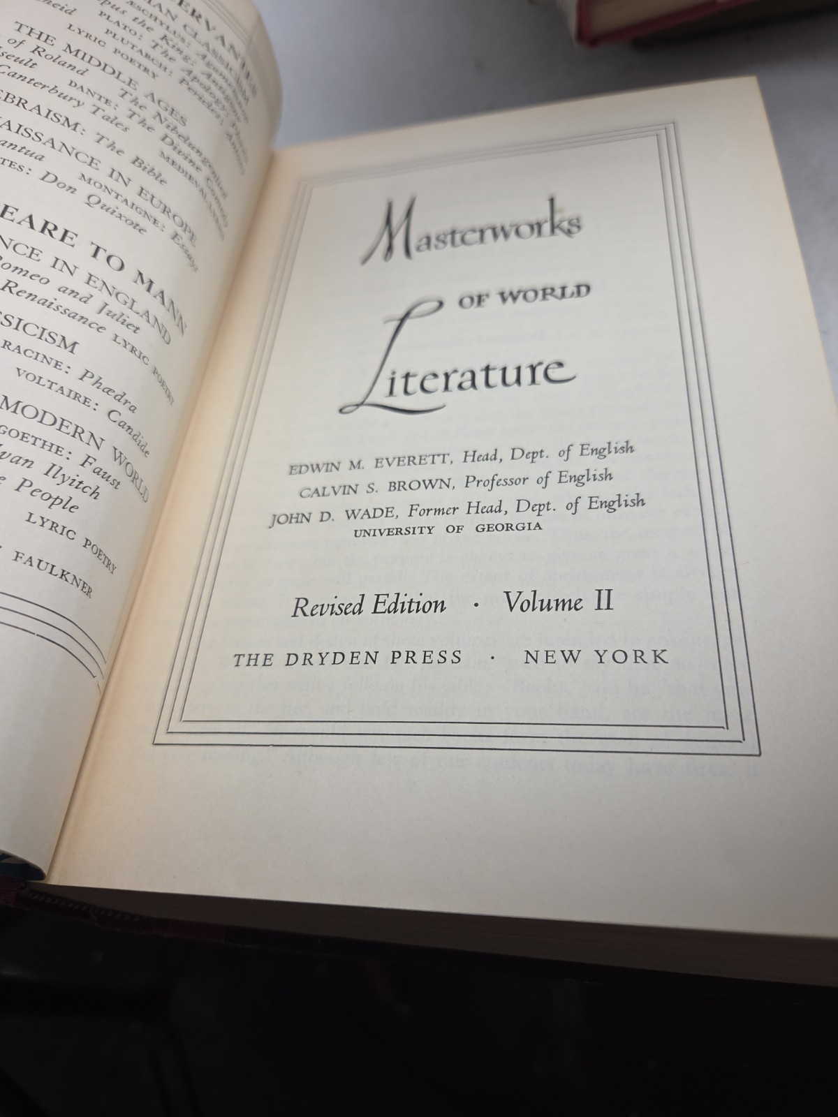 Masterworks of World Literature Revised Edition Volume 1 Homer to Cervantes