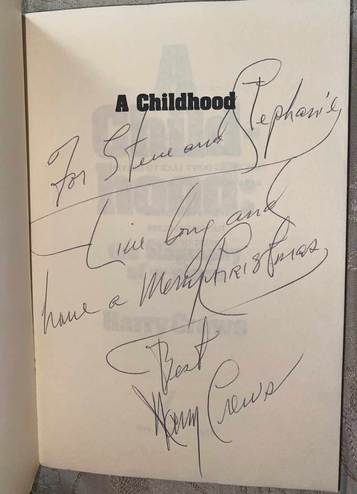 HARRY CREWS SIGNED 1983 A Childhood The Biography of a Place Paperback Autograph