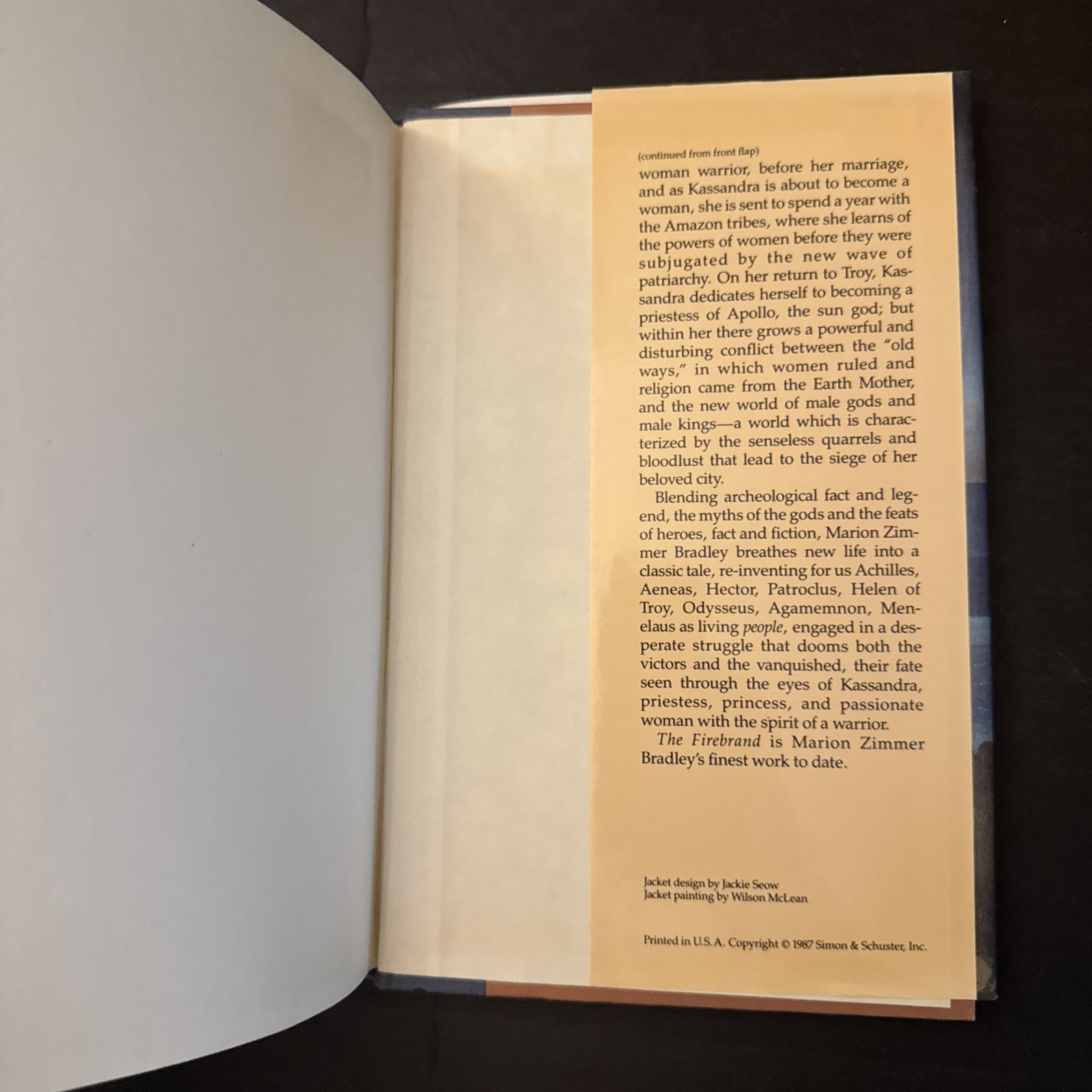 The FIREBRAND by Marion Zimmer Bradley 1987 First Edition Hardcover