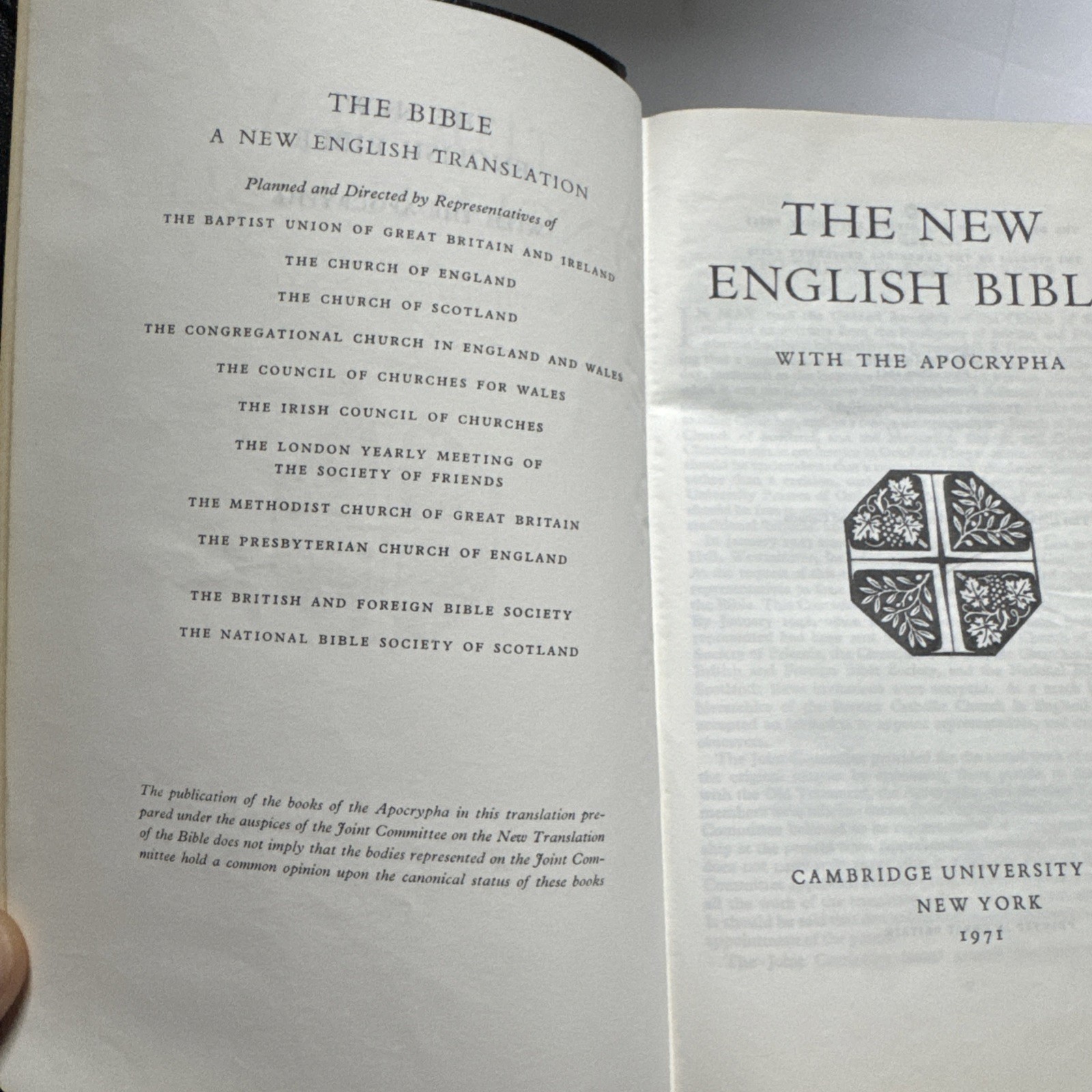 Cambridge New English Bible NEB Water Buffalo Calfskin Leather Apocrypha 1971