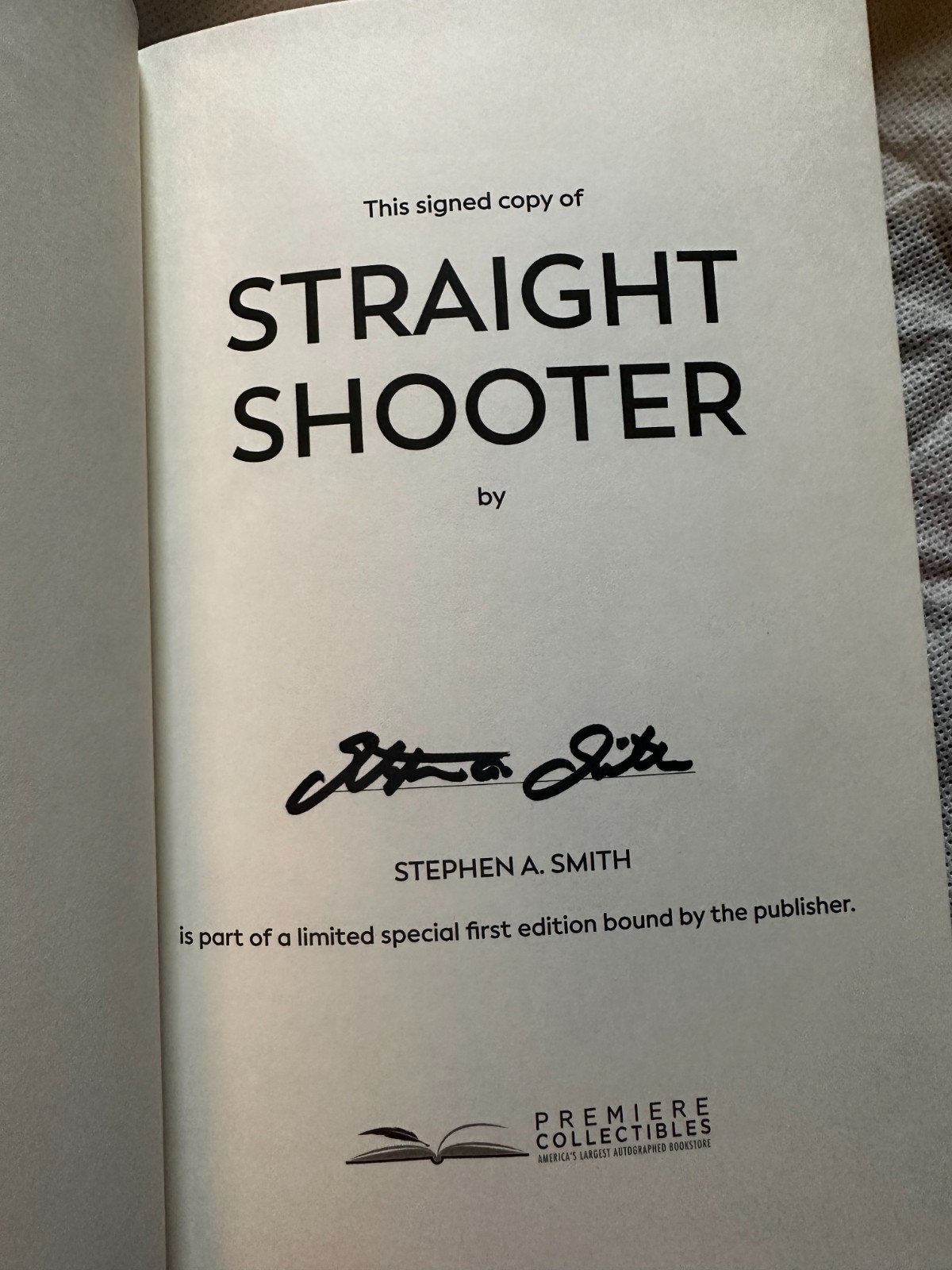 Stephen A. Smith Straight Shooter Signed/Autographed 1st/1st Edition/Print ESPN