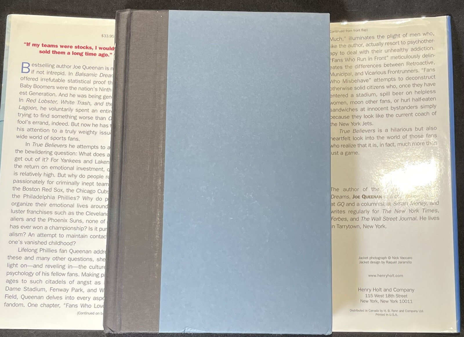 True Believers The Tragic Inner Life of Sports Fans Joe Queenan Hardcover 2003