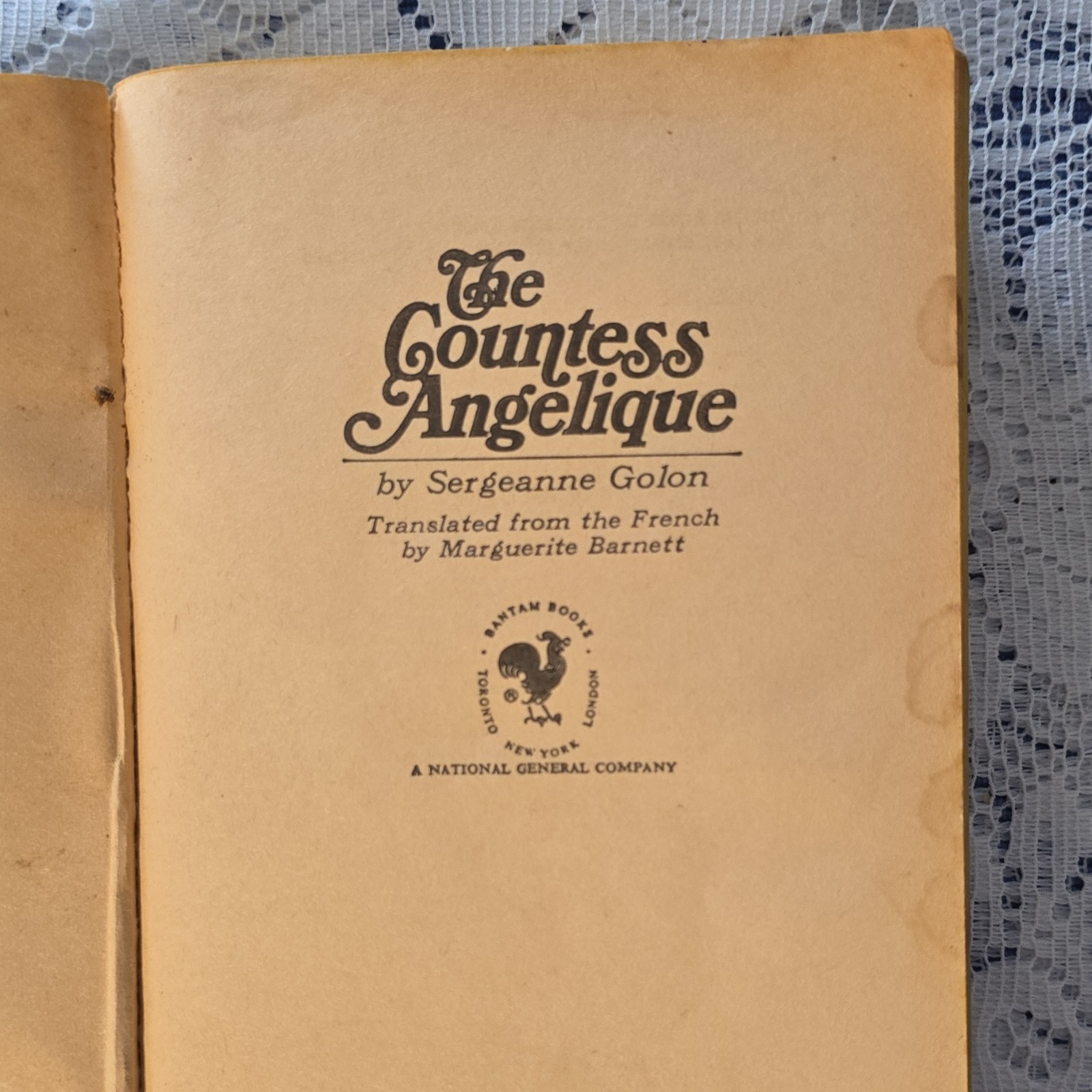 Bantam Books The Countess Angelique Sergeanne Golon Paperback 1968 Translated