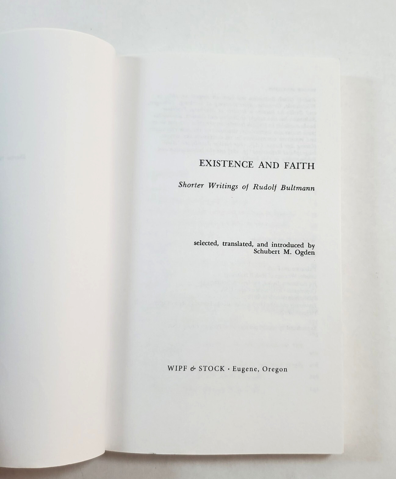 Existence and Faith by Rudolf Bultmann 2012 Classic Reprint WIPF & Stock PB