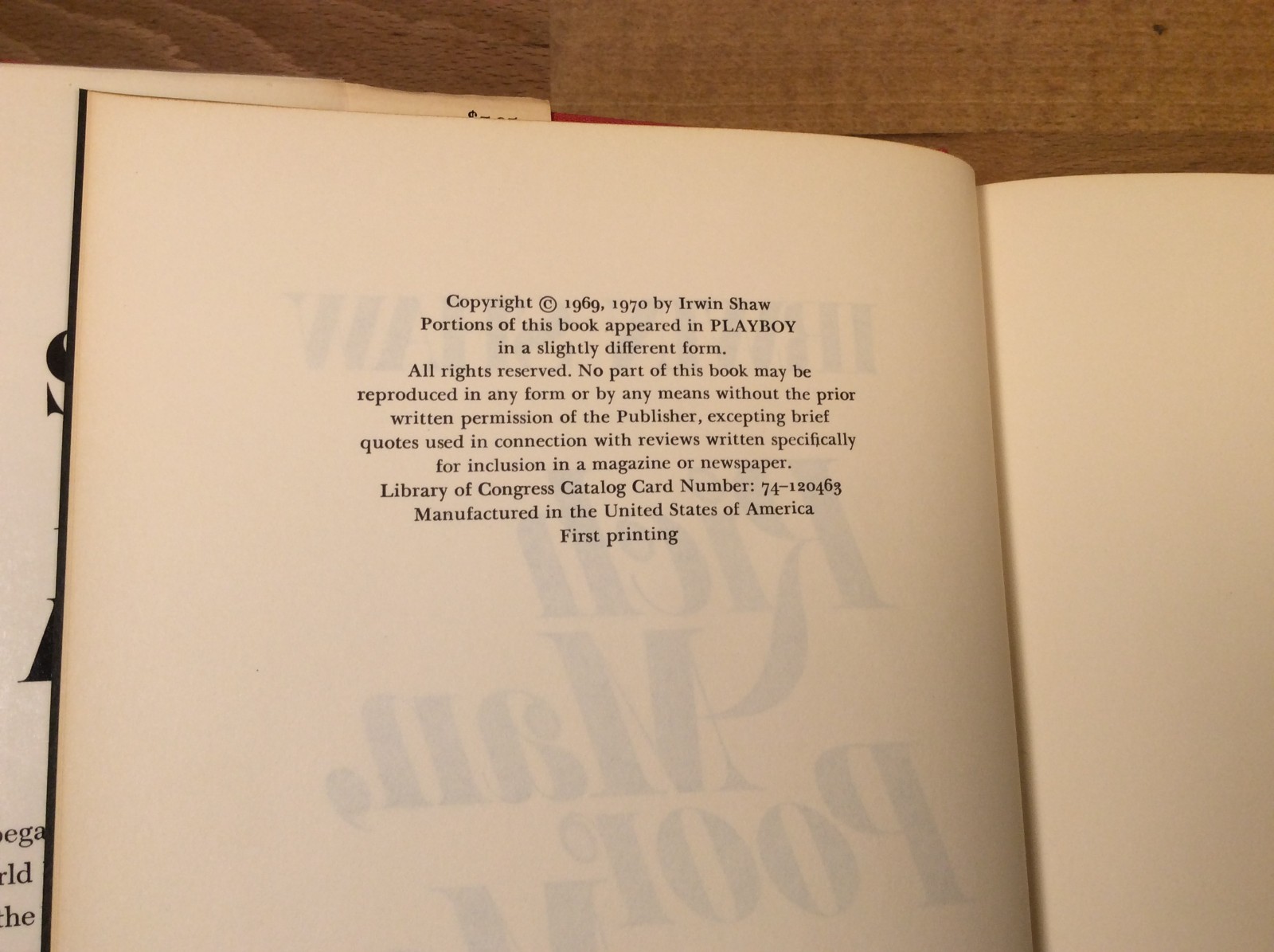 Rich Man, Poor Man, Irwin Shaw, Hardcover 1st Edition 1st Printing