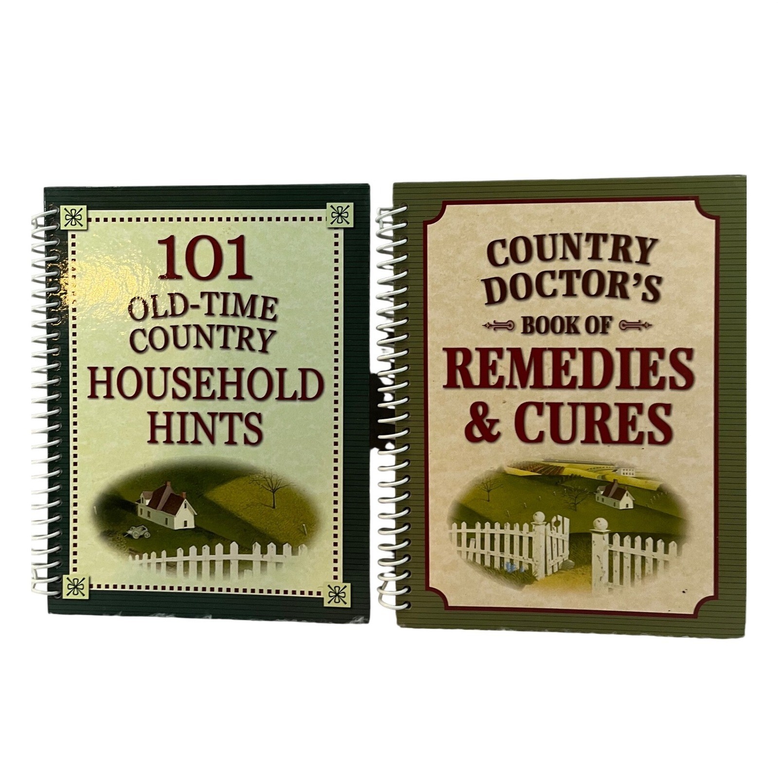 PIL Country Household Hints & Remedies Book Set 2pc Green Excellent Spiral Bound