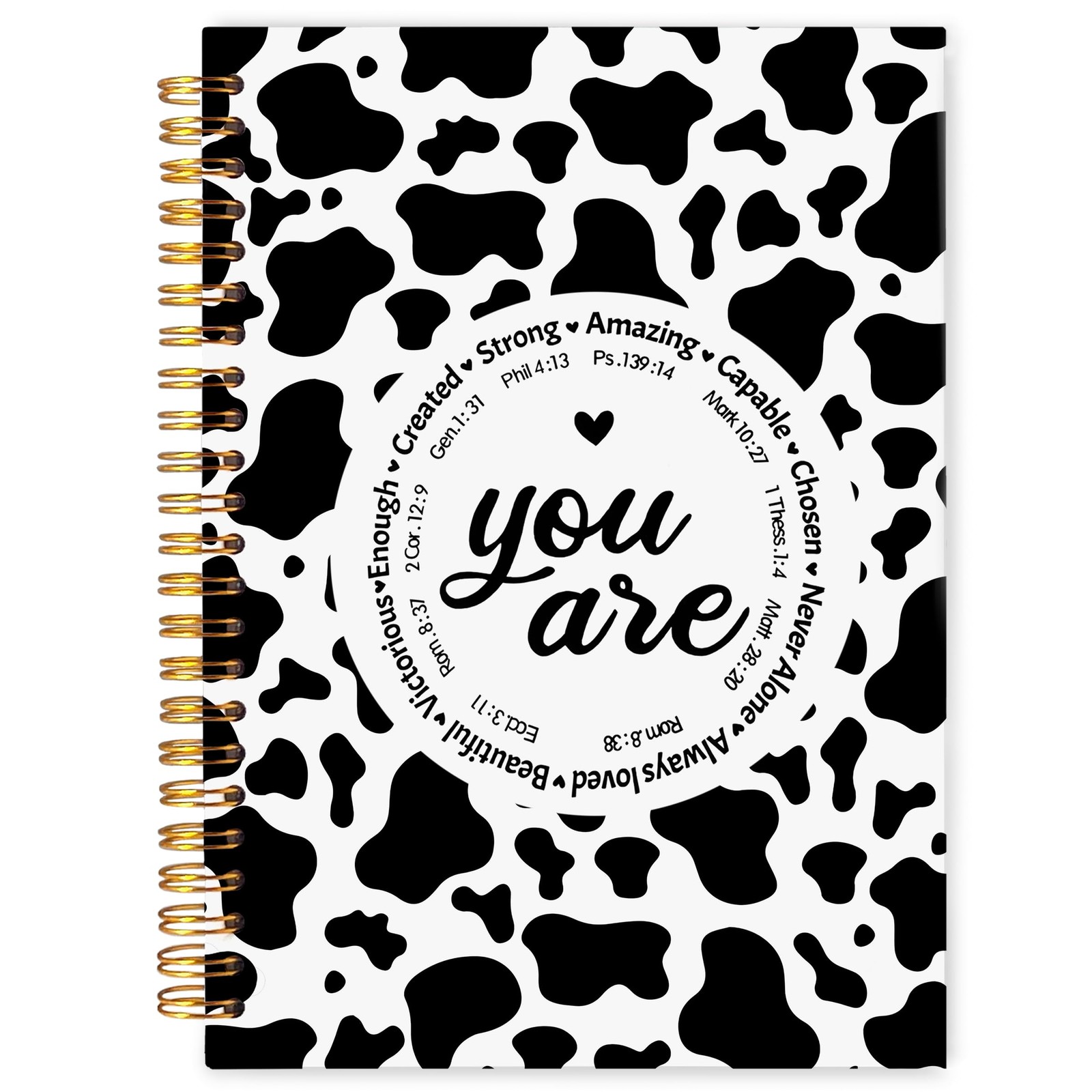 Cow Print Christian Notebook Journal 5.5×8.3, You Are Bible Verse Journaling …