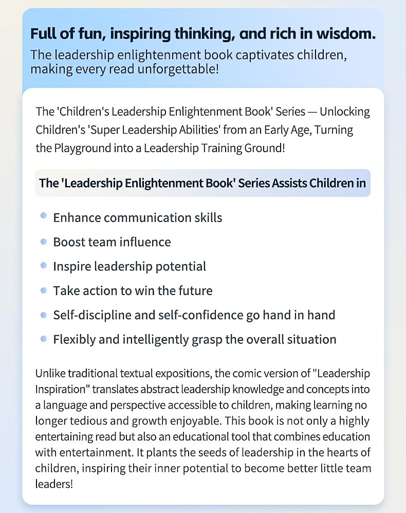 Comic Children s Leadership Cultivates and stimulates children s communication
