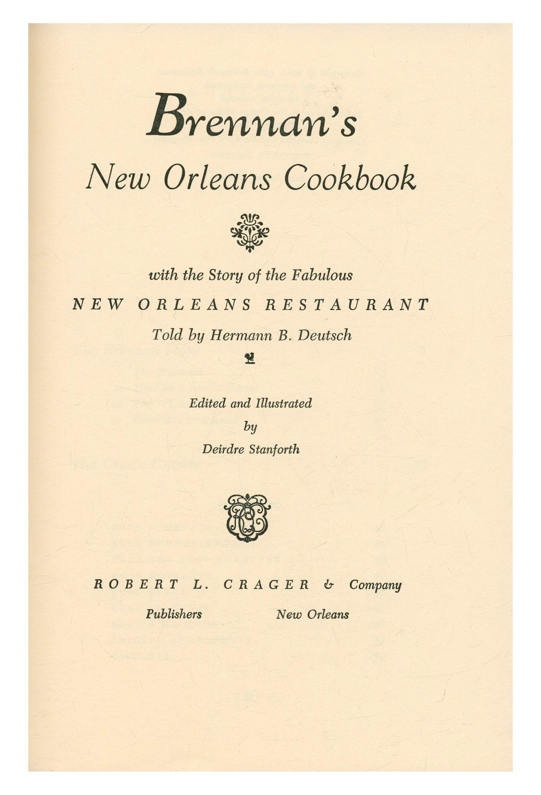 Brennan’s New Orleans Cookbook (15th Printing 1964) HC Revised Louisiana W3