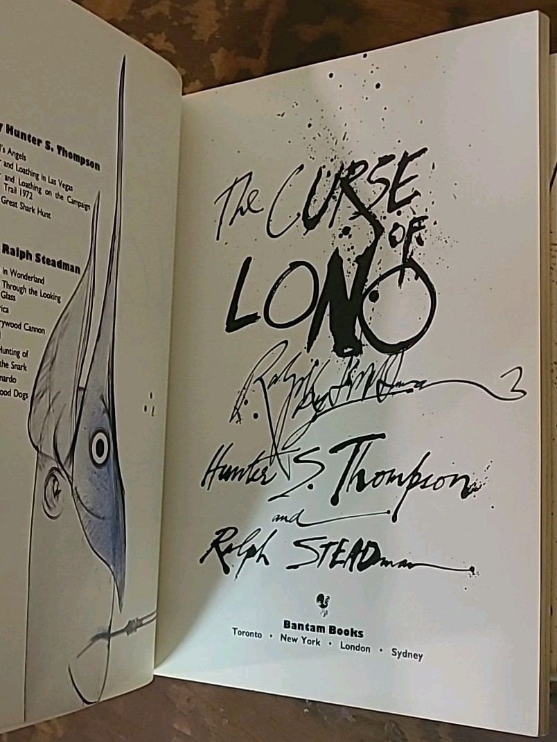 SIGNED Ralph Steadman THE CURSE OF LONO Hunter Thompson True 1st Bantam PB Book