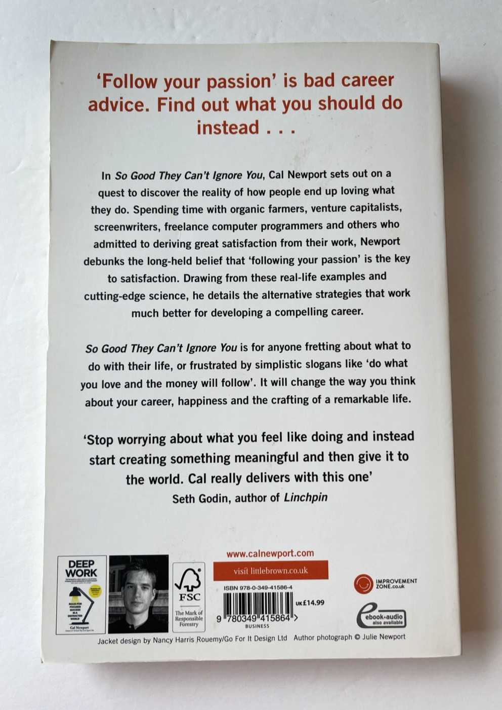 So Good They Can’t Ignore You By Cal Newport, 2016, Trade PB, Very Good