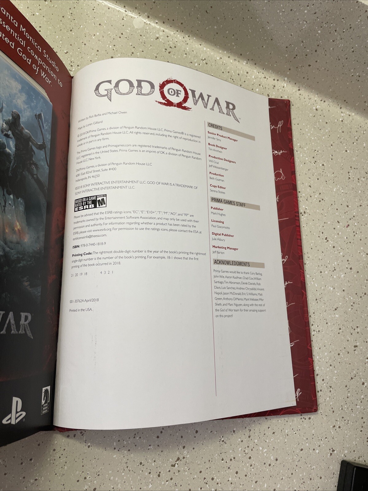 2018 God Of War Hardcover Collectors Edition Strategy Guide Book 349 Pages PS4