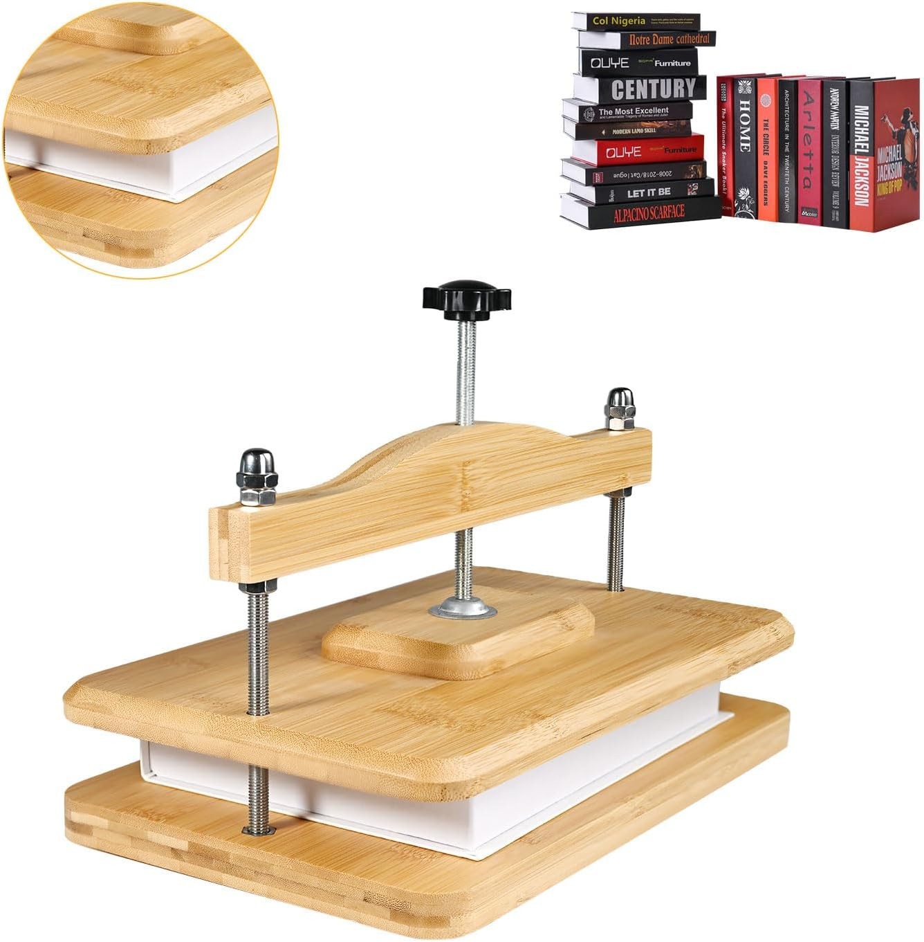 Wooden Book Press, 11.6 X 7.9 Inch Bamboo Book Binding Press for Bookbinding, Po