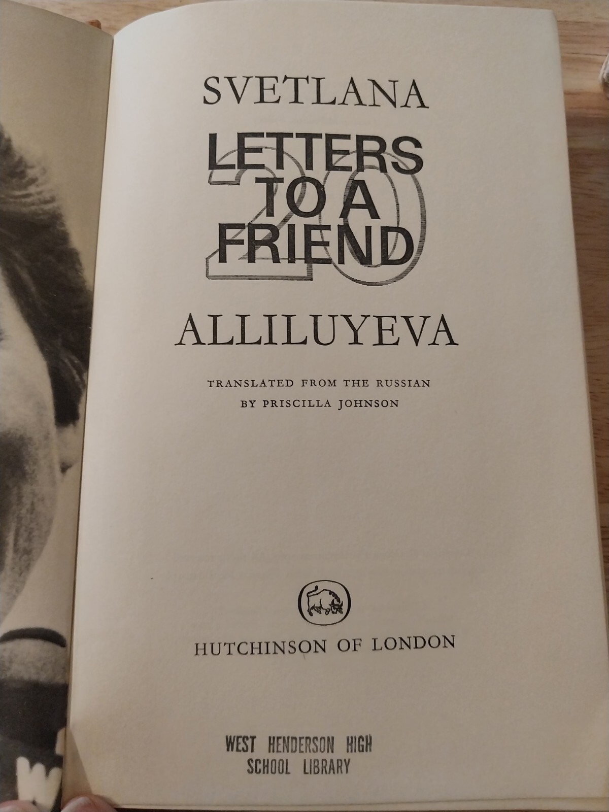 Twenty Letters to a Friend by Svetlana Alliluyeva (1967, Hardcover)