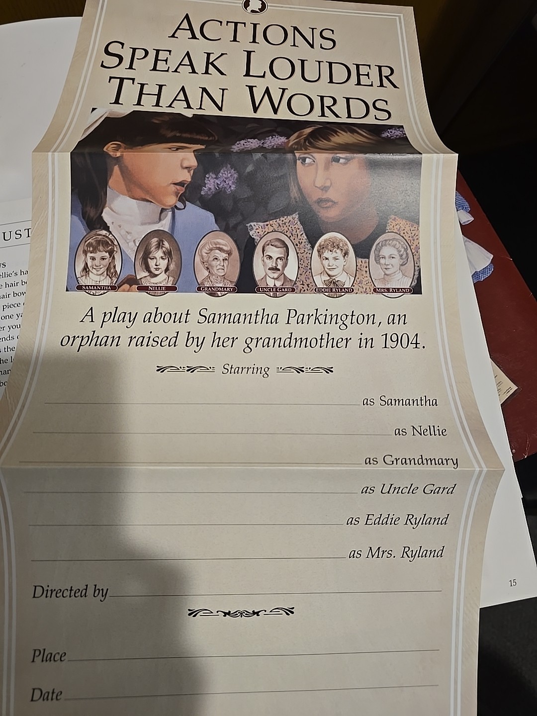 Samantha’s Theater American Girls Pastimes Director Guide Scripts Poster Y0023