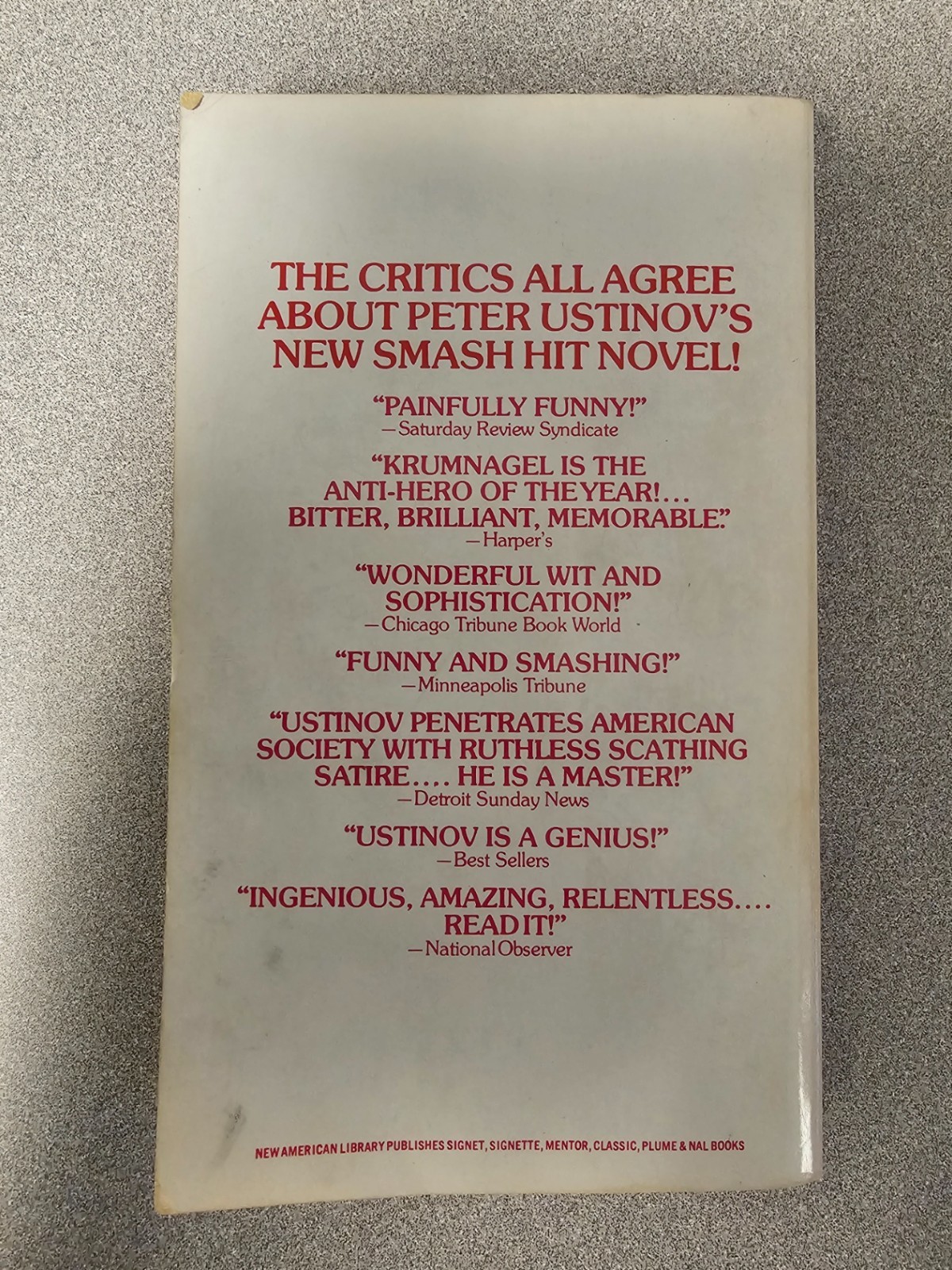 Krumnagel Peter Ustinov Vintage Signet Paperback Y5238 $1.25 Novel