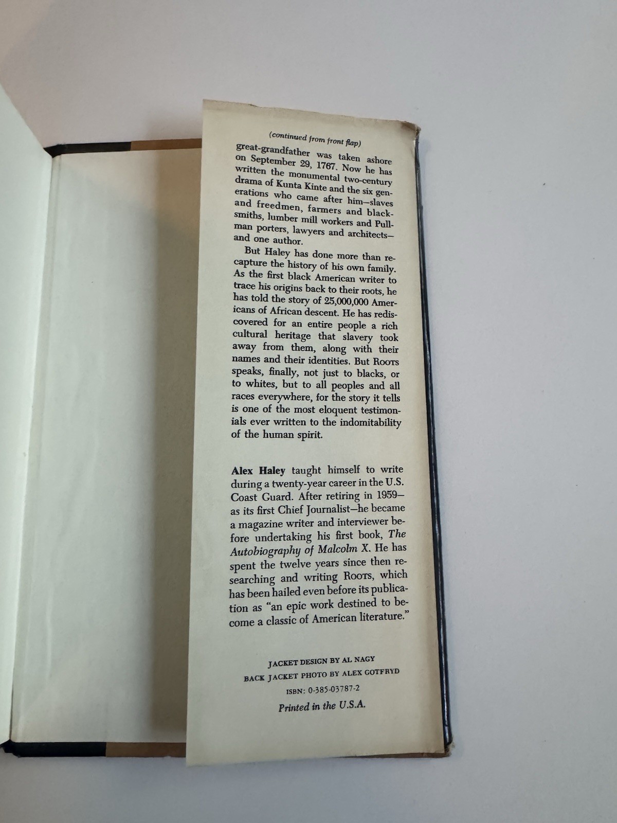 Roots Alex Haley 1976 HCDJ Early Edition Doubleday Classic Historical -Free Ship