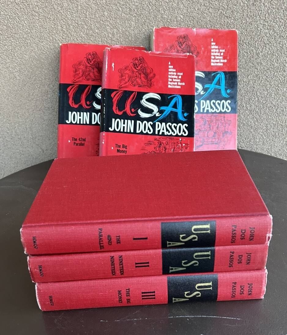USA Trilogy by John Dos Passos; The 42nd Parallel; 1919; The Big Money 1960 HCDC