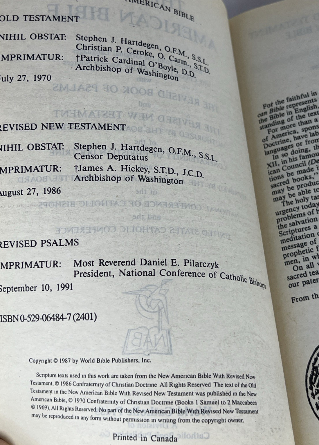 The New American Bible Paperback Revised by World Catholic Press Tabbed Chapters