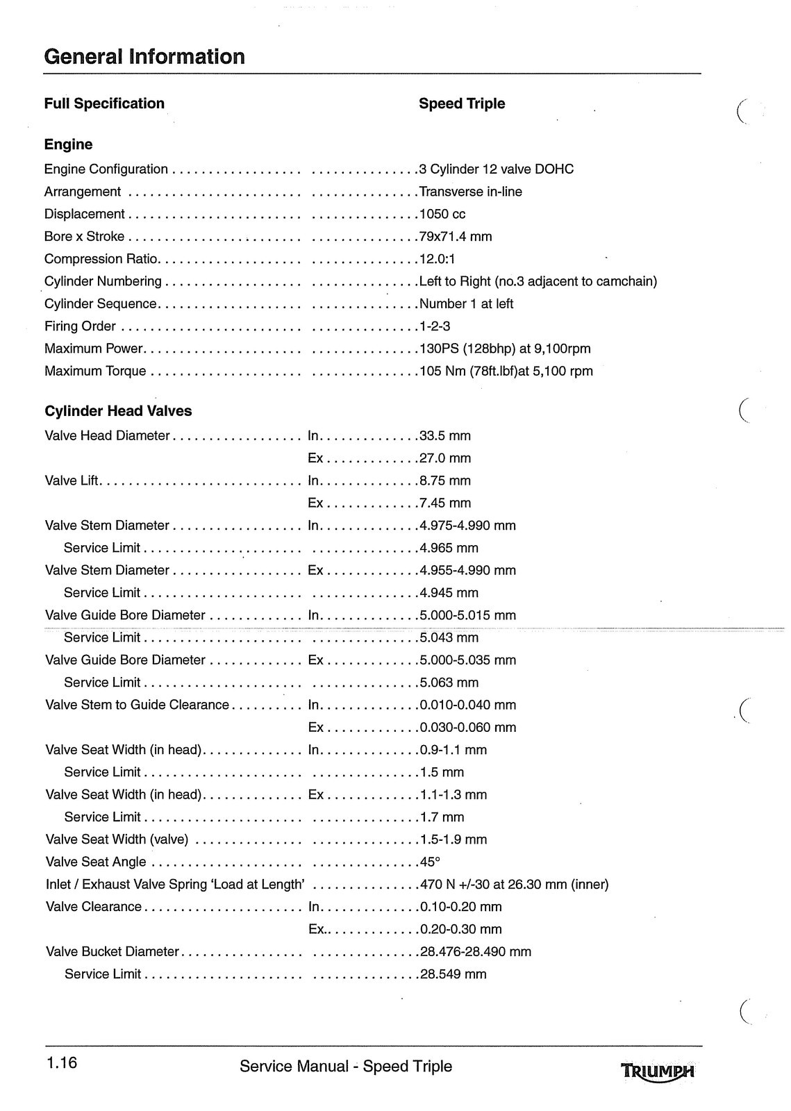 TRIUMPH Speed Triple 1050 Workshop Manual 2005, FASTENED – COVERED – XL FOLDOUTS