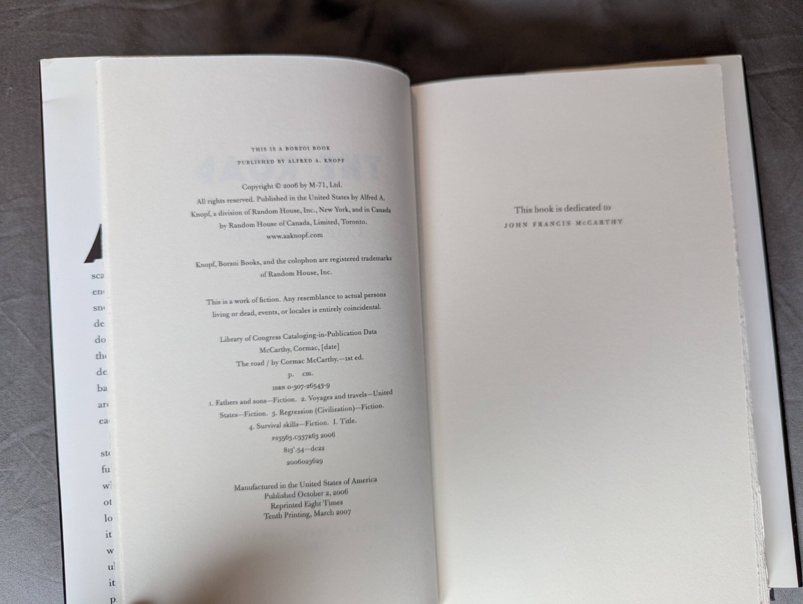 The Road by Cormac McCarthy – First Edition 10th Printing