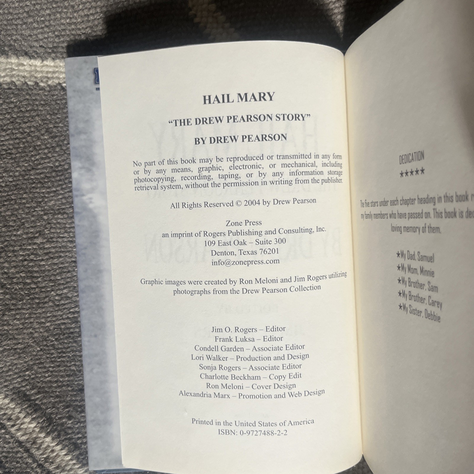 Hail Mary: The Drew Pearson Story (Hardcover) 30th Anniv. Ed. Numbered 1328/2k