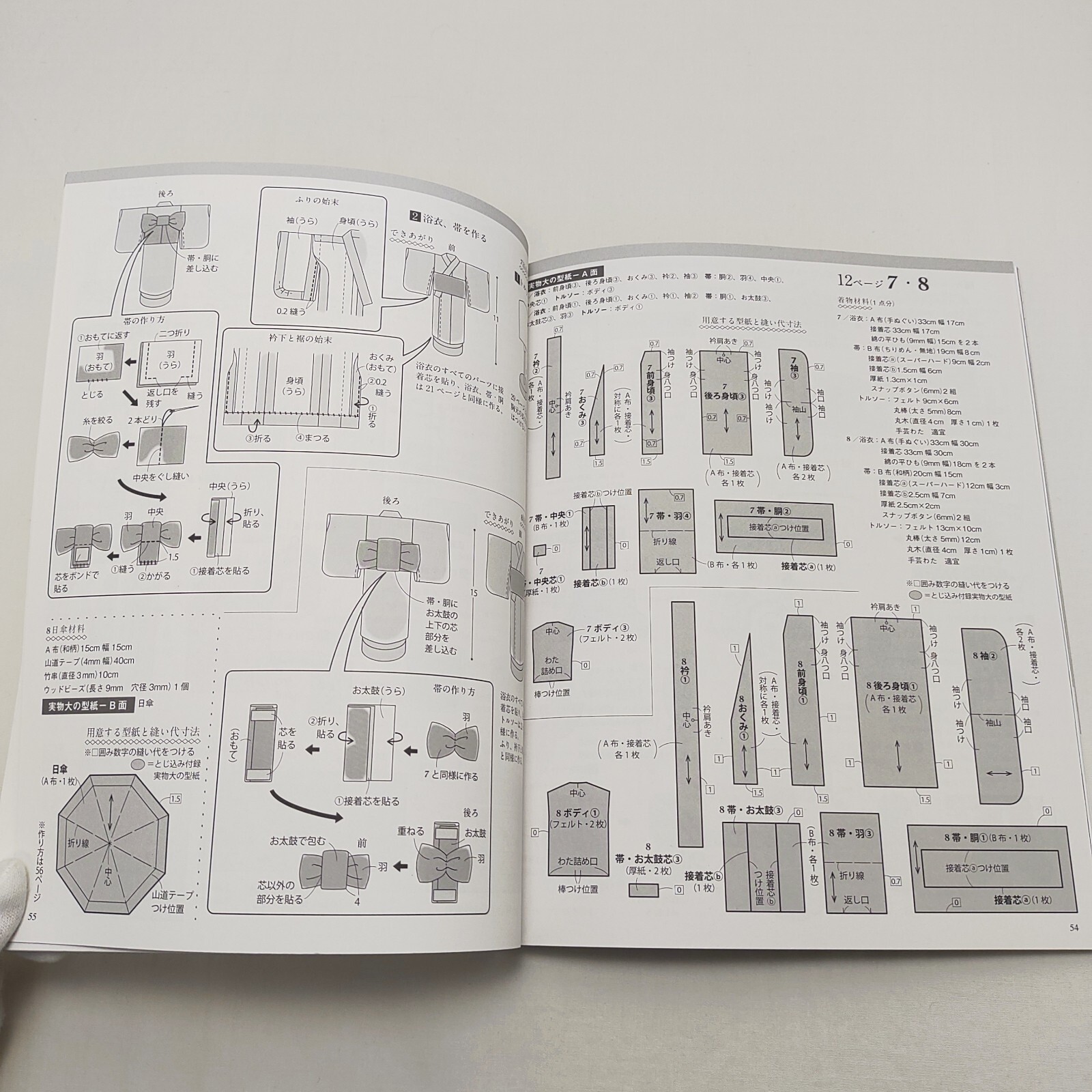 Japanese Miniature Kimono Craft Book by Hiroko Akita w/ Patterns for 22cm Dolls