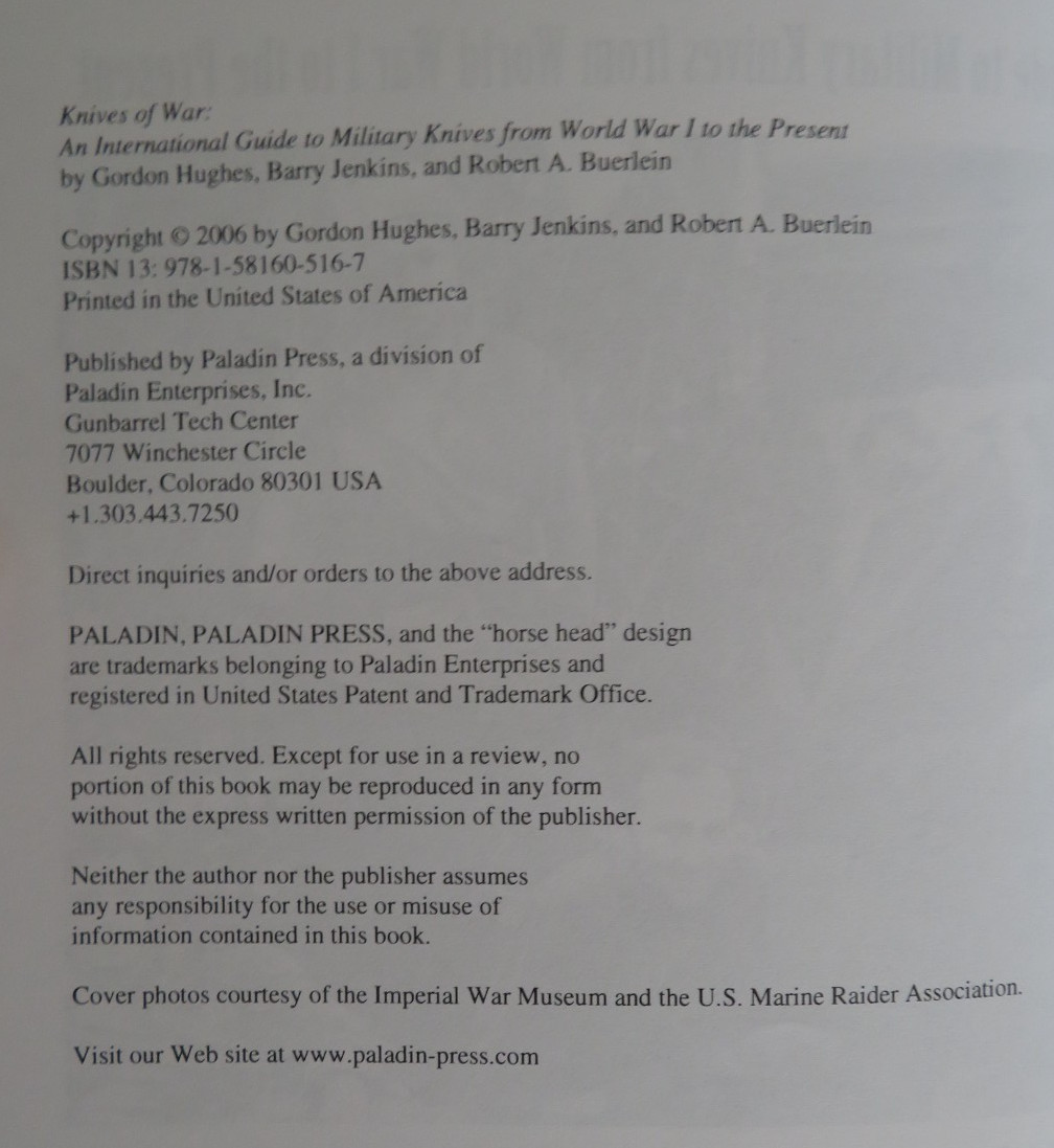 KNIVES OF WAR International Guide Military Knives World War I to Present PB Book