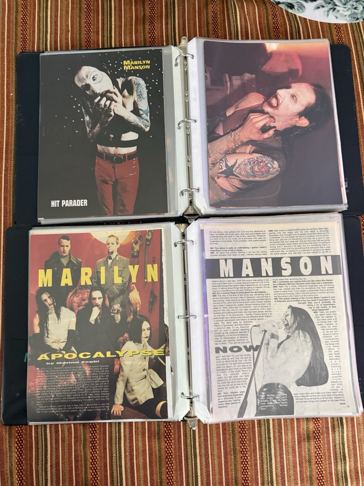 Marilyn Manson Lot Of 2 Binders Full Of 95-97 Magazine Articles 125 Pages