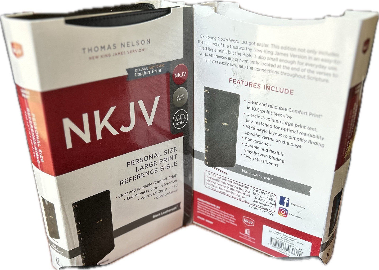 NKJV SNAP CLOSURE LARGE PRINT(10.5pt) Personal Size Black Leathersoft Bible