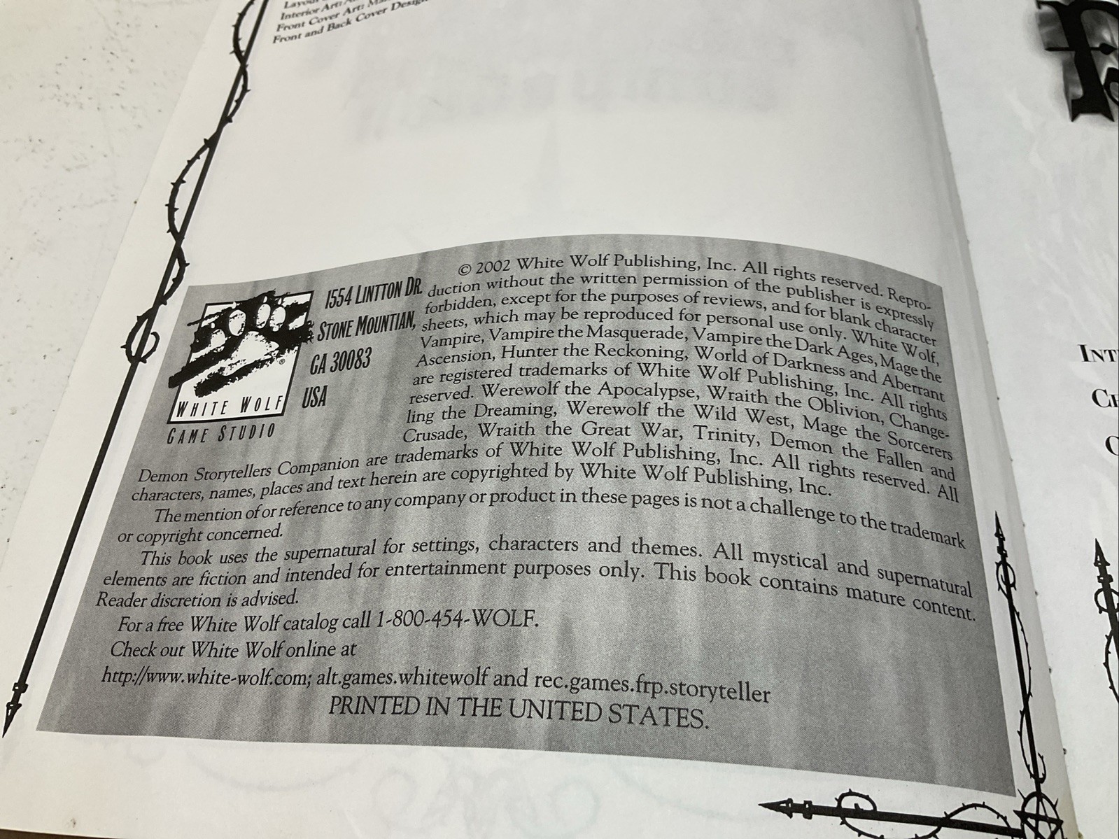 Demon Storytellers Companion OP Ward, Kula,Stolze, Greg,Lee, Michael White Wolf,