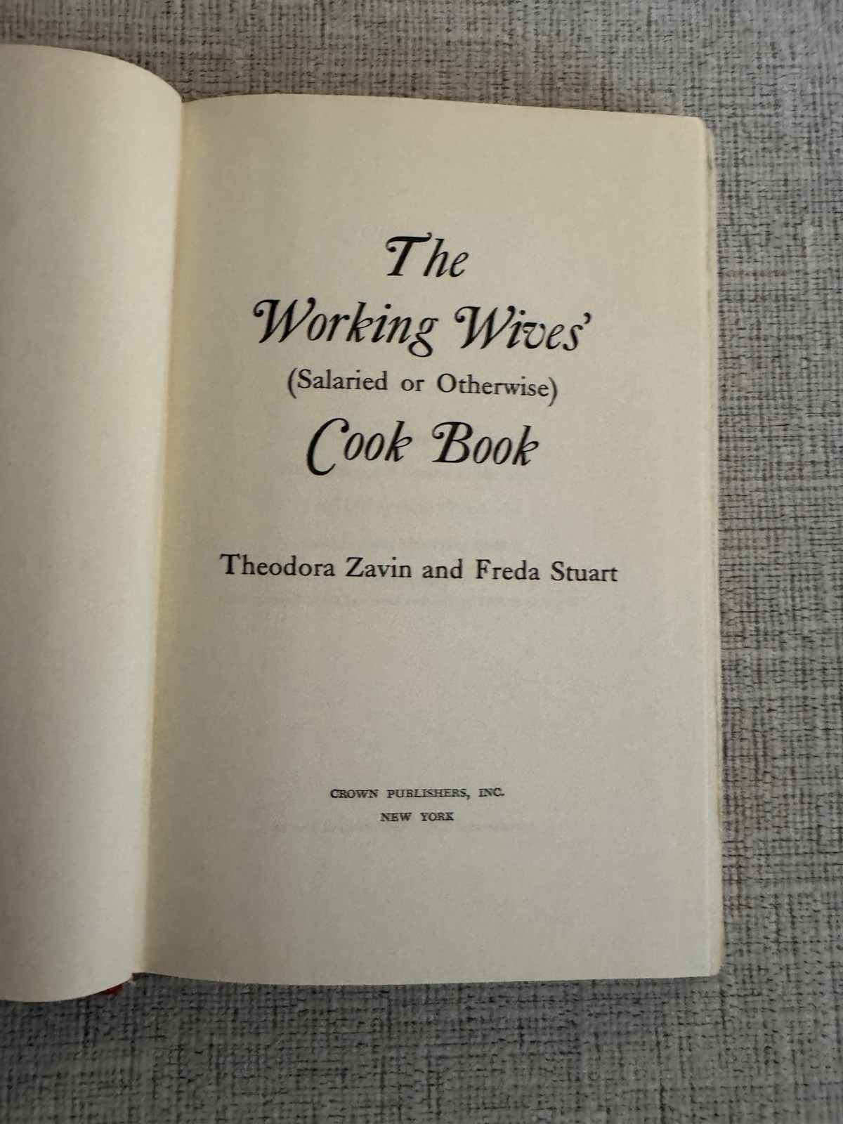 Working Wives Cook Book Zavin Stuart 1963 HC DJ Vintage Make Ahead