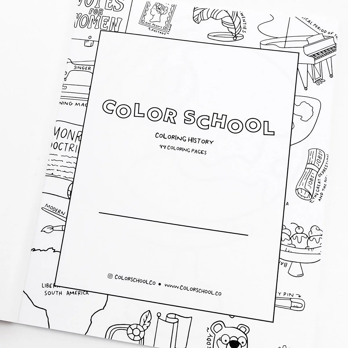 Color School Coloring History Coloring Book 44 Pages for Kids to Color NEW