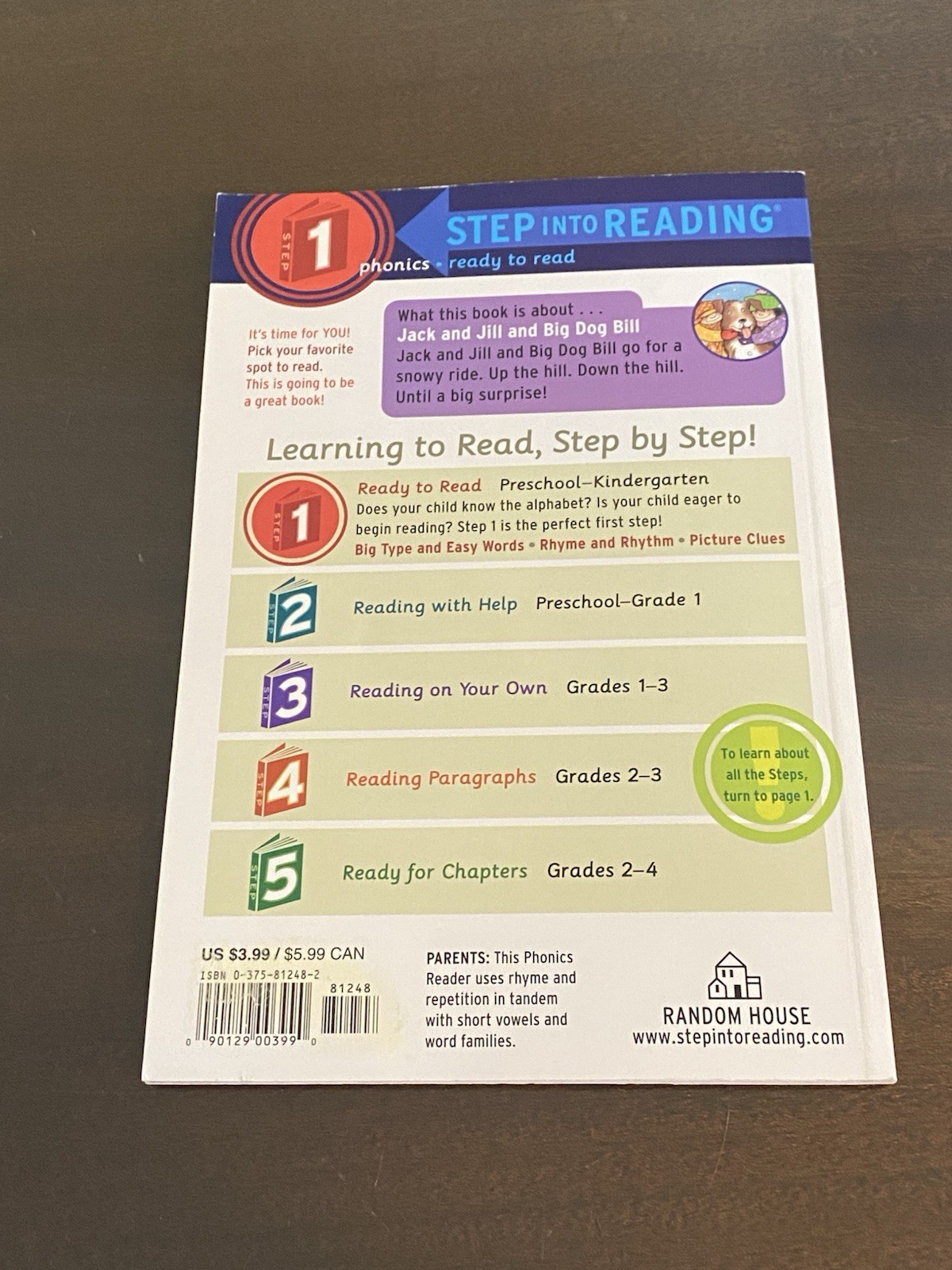 Step into Reading Ser.: Jack and Jill and Big Dog Bill: a Phonics Reader