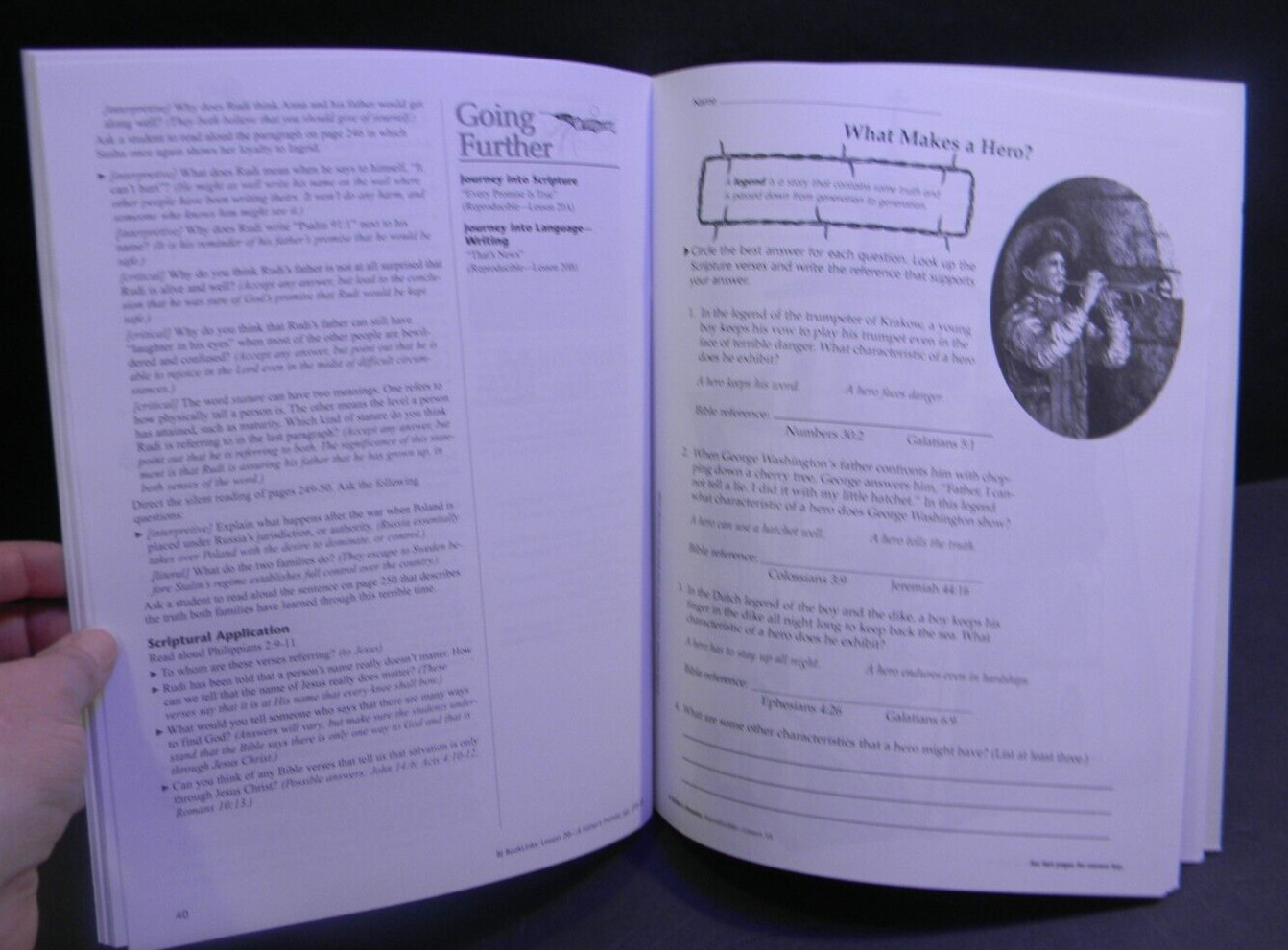BJ Book Links Journey into Literature, A Father’s Promise Homeschool Lessons