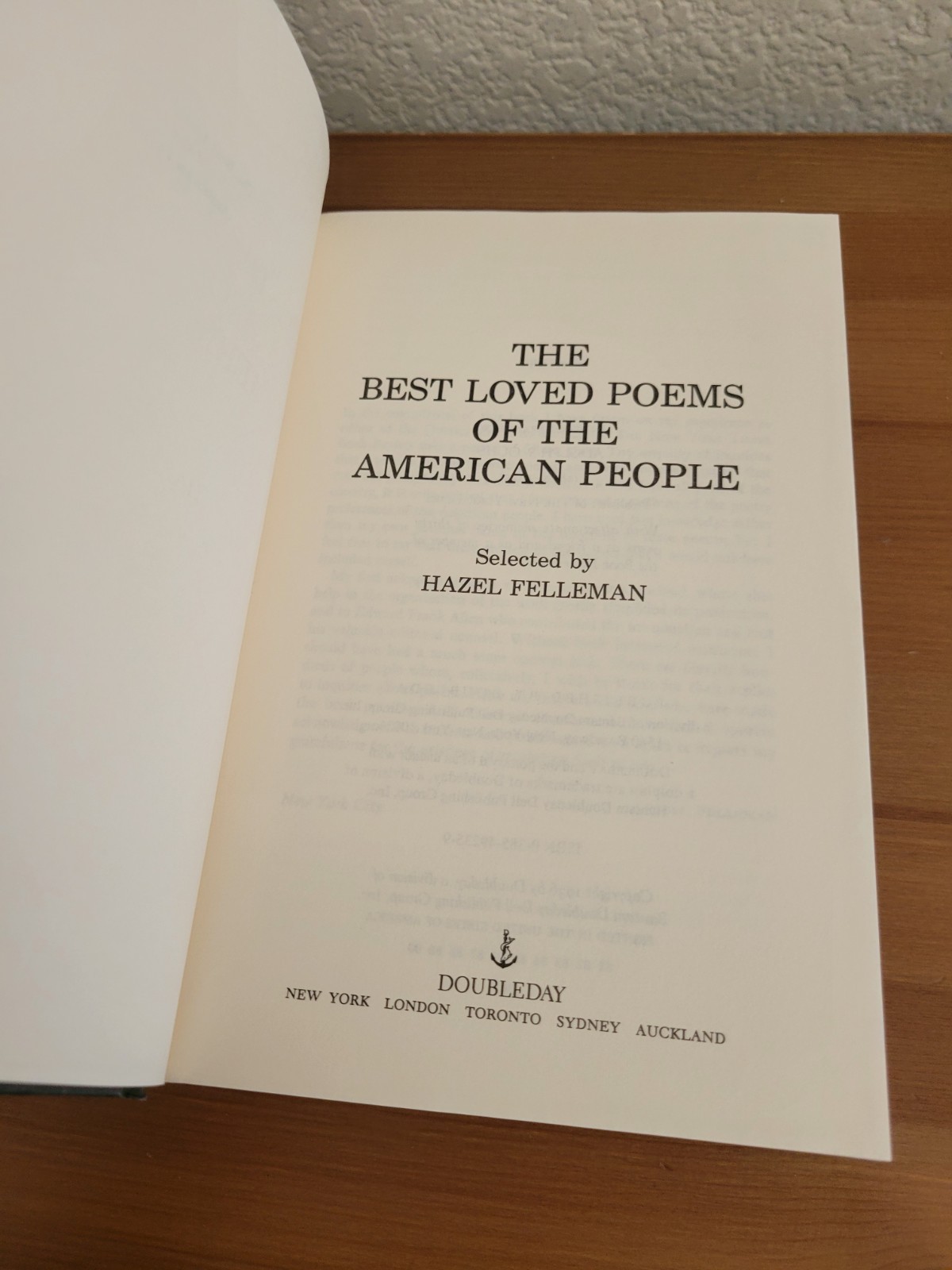 The Best Loved Poems of the American People by Hazel Felleman, Doubleday HC