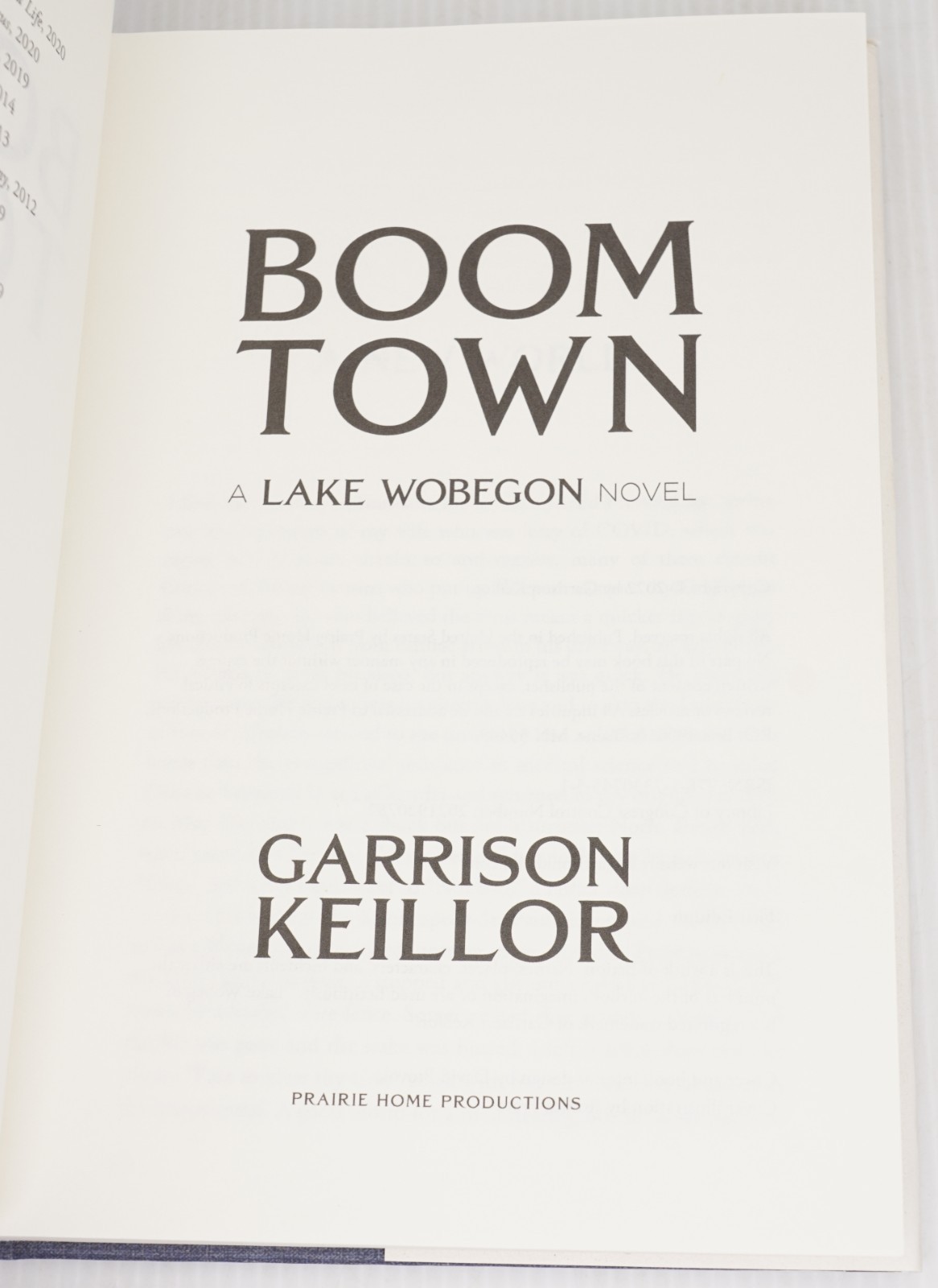 Boom Town – A Lake Wobegon Novel by Garrison Keillor 2022 SIGNED First Edition