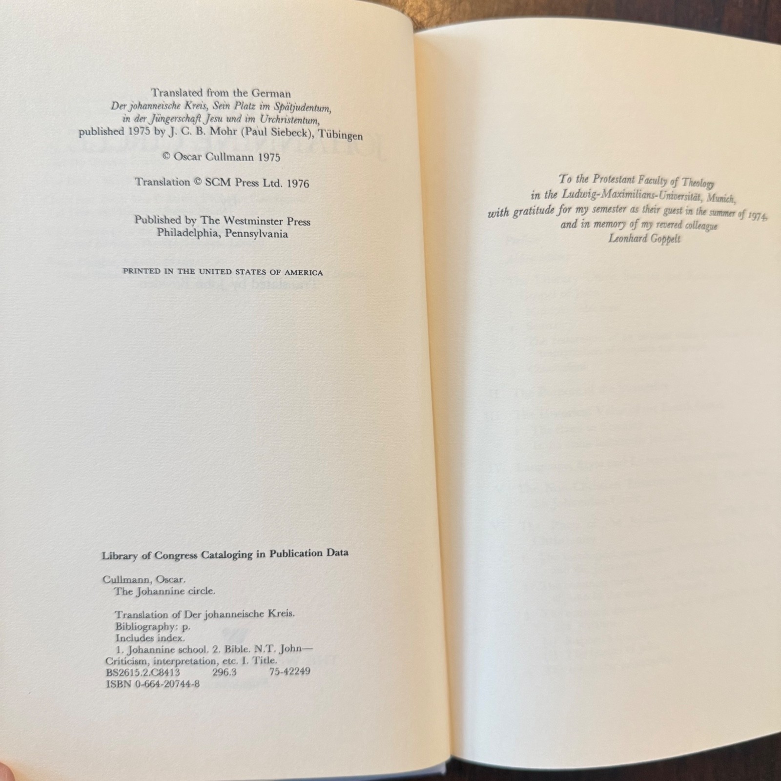 THE JOHANNINE CIRCLE Oscar Cullman Westminster Press BiblicalChristian Theology