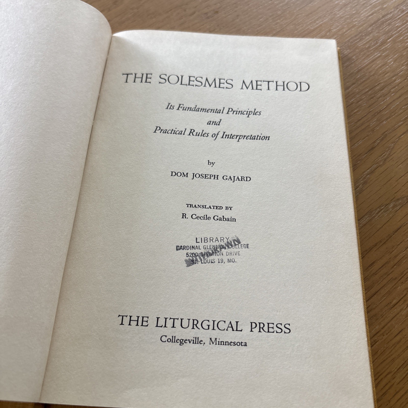 Solesmes Method Vintage 1960 Trade Paperback Joseph Gajard Liturgical Press GOOD