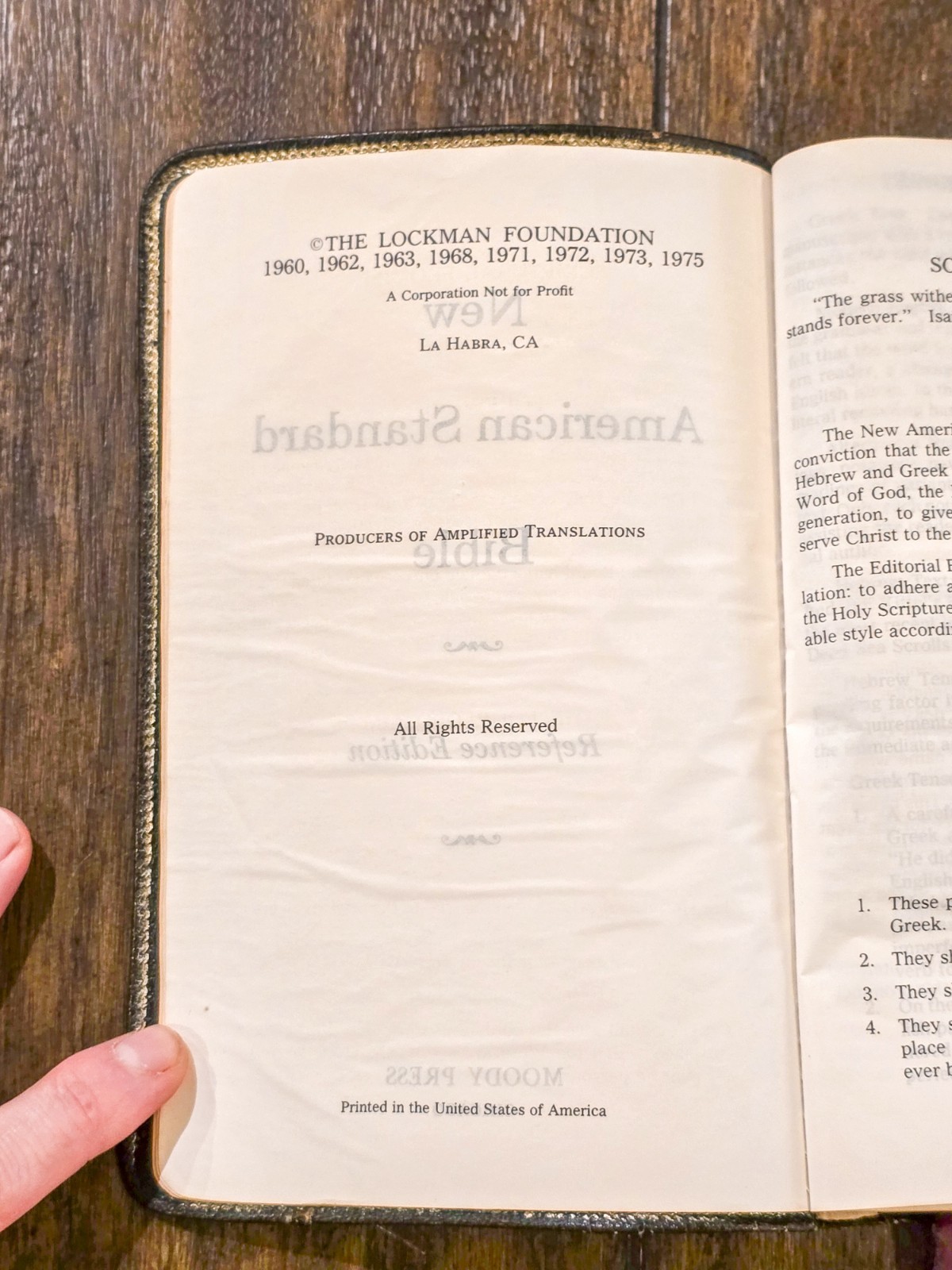 NASB Bible – Moody Press Reference Edition – Name Imprinted, Water Stain