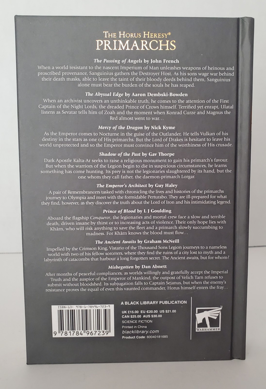 The Horus Heresy Primarchs Sons of the Emperor: An Anthology 2020 Hardcover