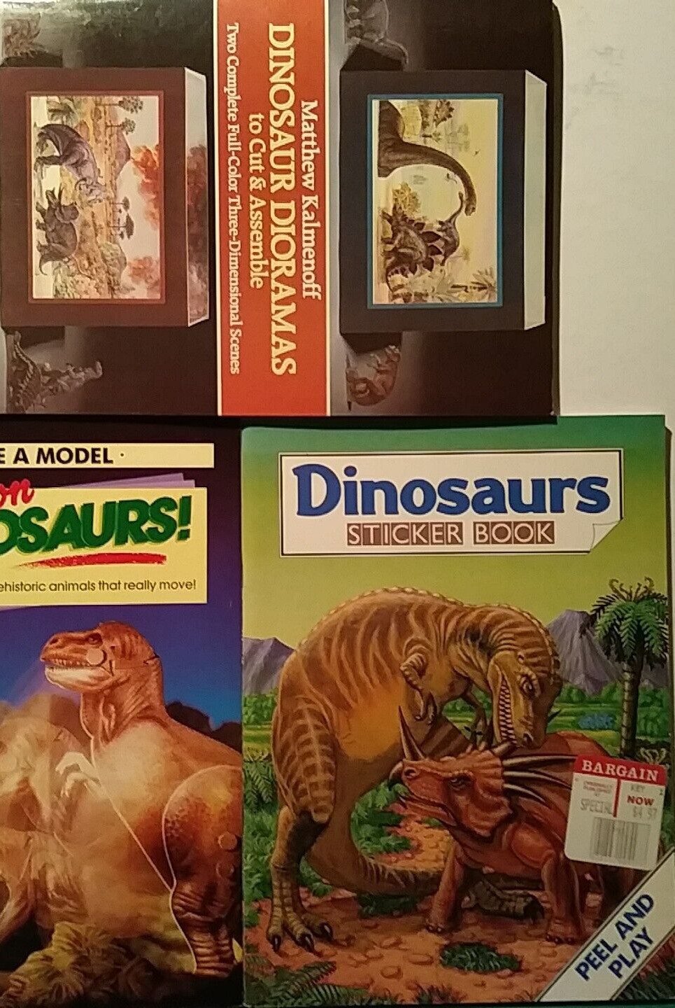 DINOSAUR DIORAMAS, DINOSAURS STICKER BOOK, CHOICE OF 1 ACTIVITY BOOK, NEW, MINT