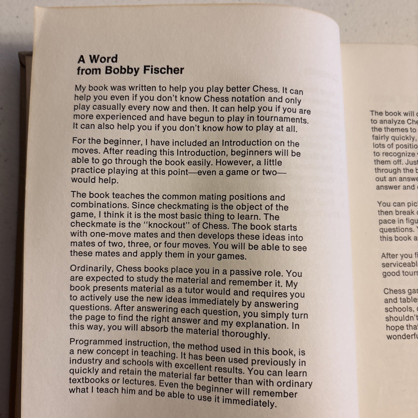 Bobby Fischer Teaches Chess Hardcover Xerox 1966 fourth printing