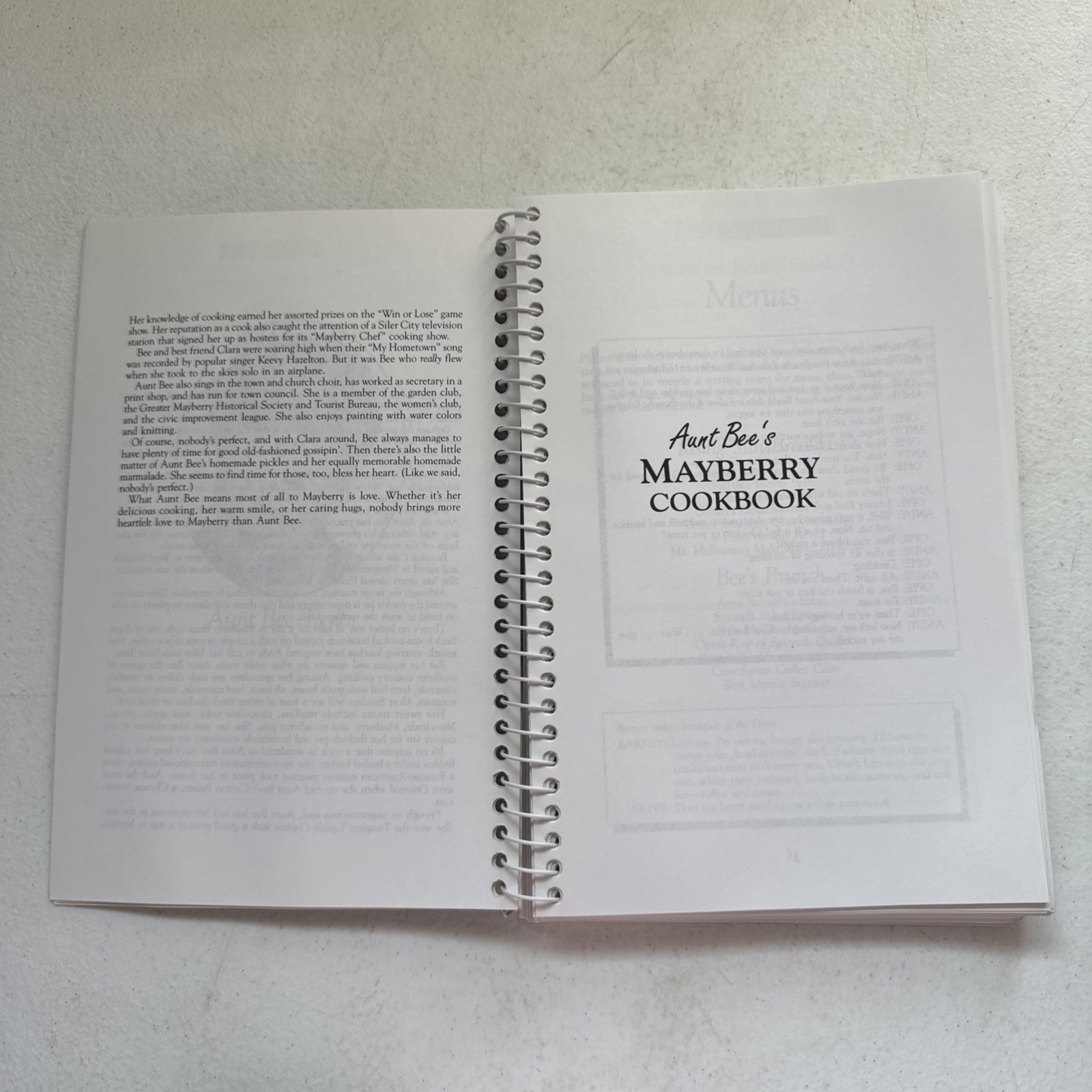 Aunt Bee’s Mayberry Cookbook Spiral Bound by Ken Beck and Jim Clark