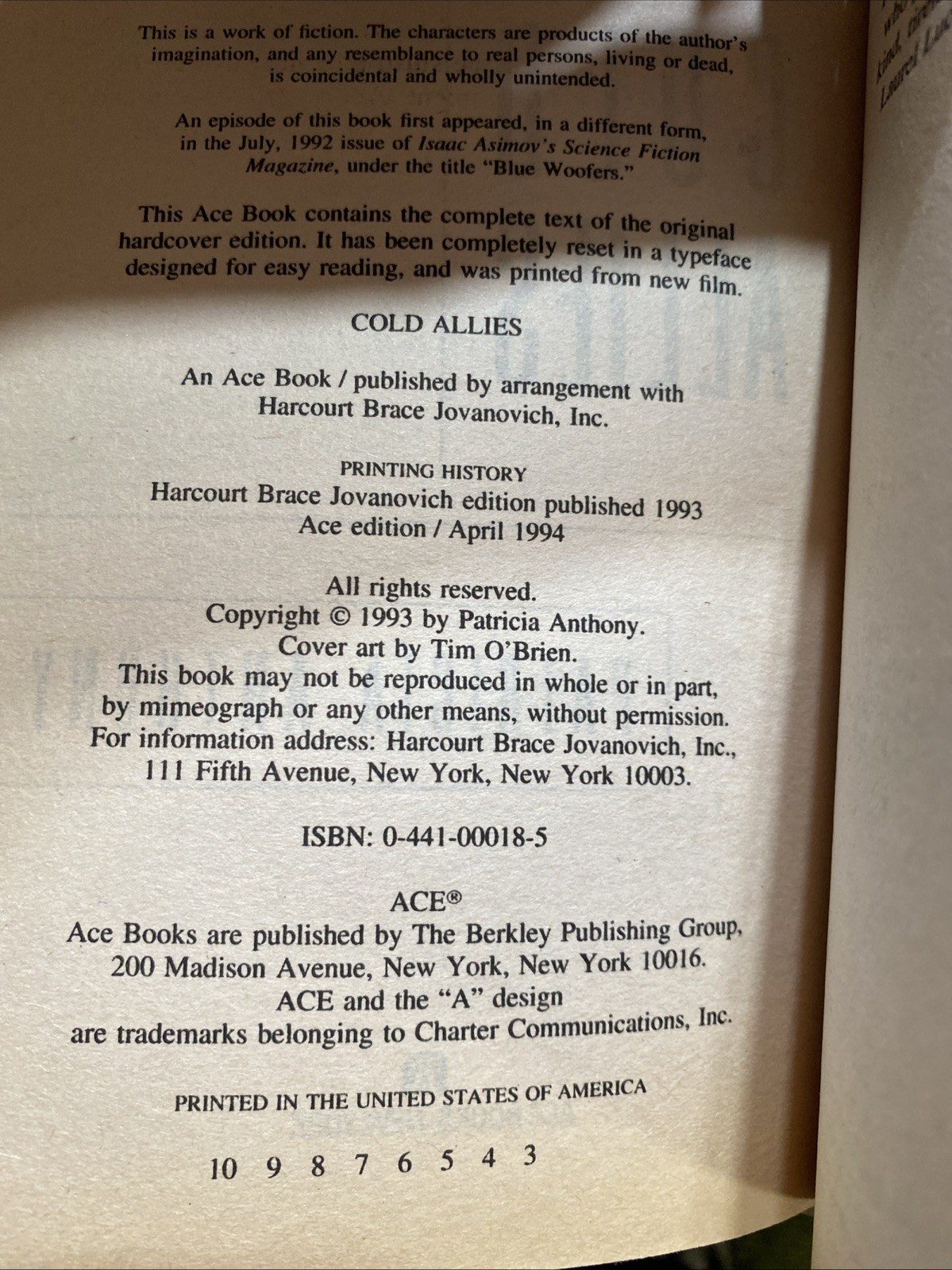 Cold Allies by Patricia Anthony (1994, Mass Market)